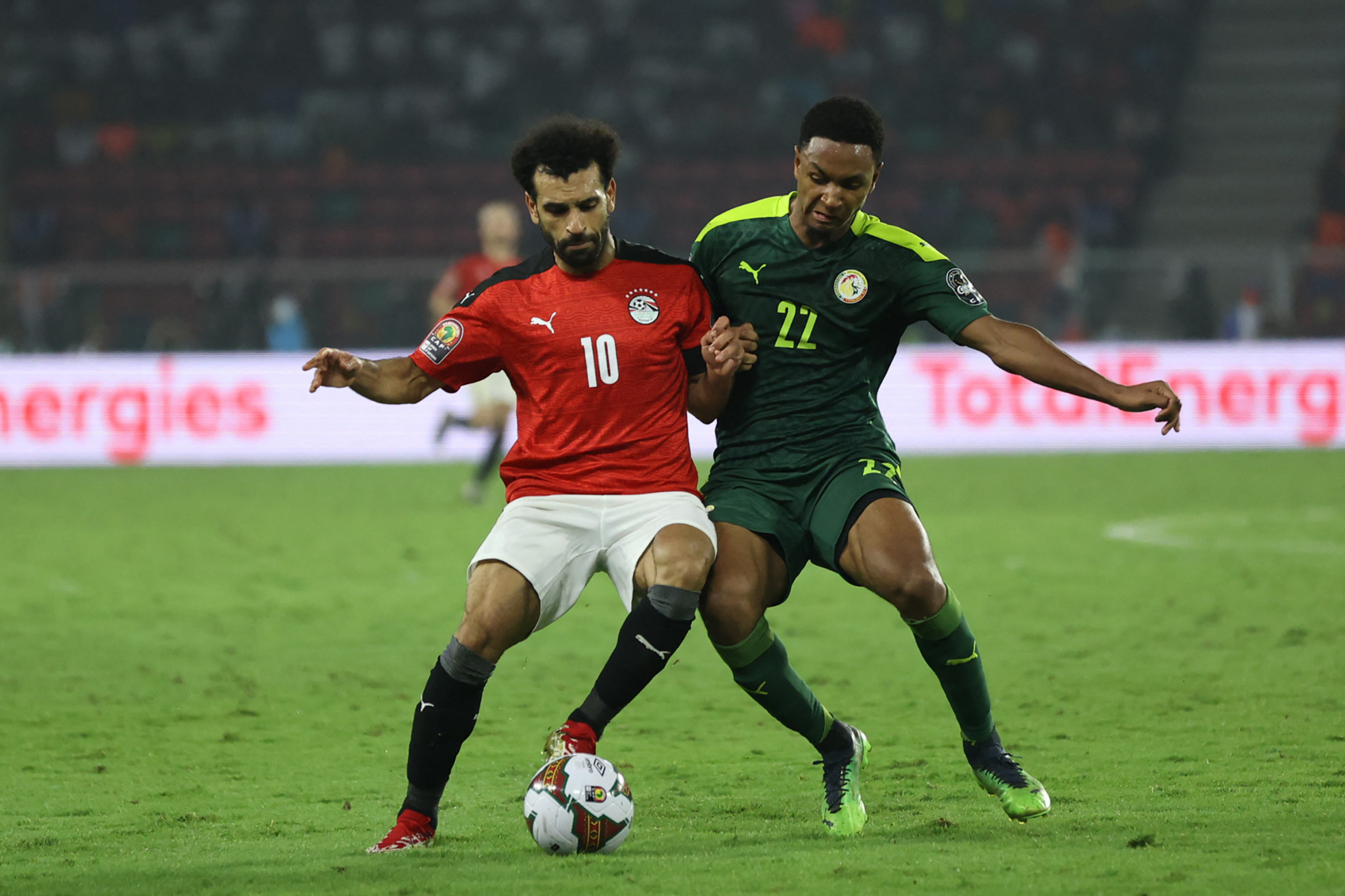 Mohamed Salah, left, was unable to leave his mark on the game as he finished on the losing side for the second time, after the 2017 tournament ©Getty Images
