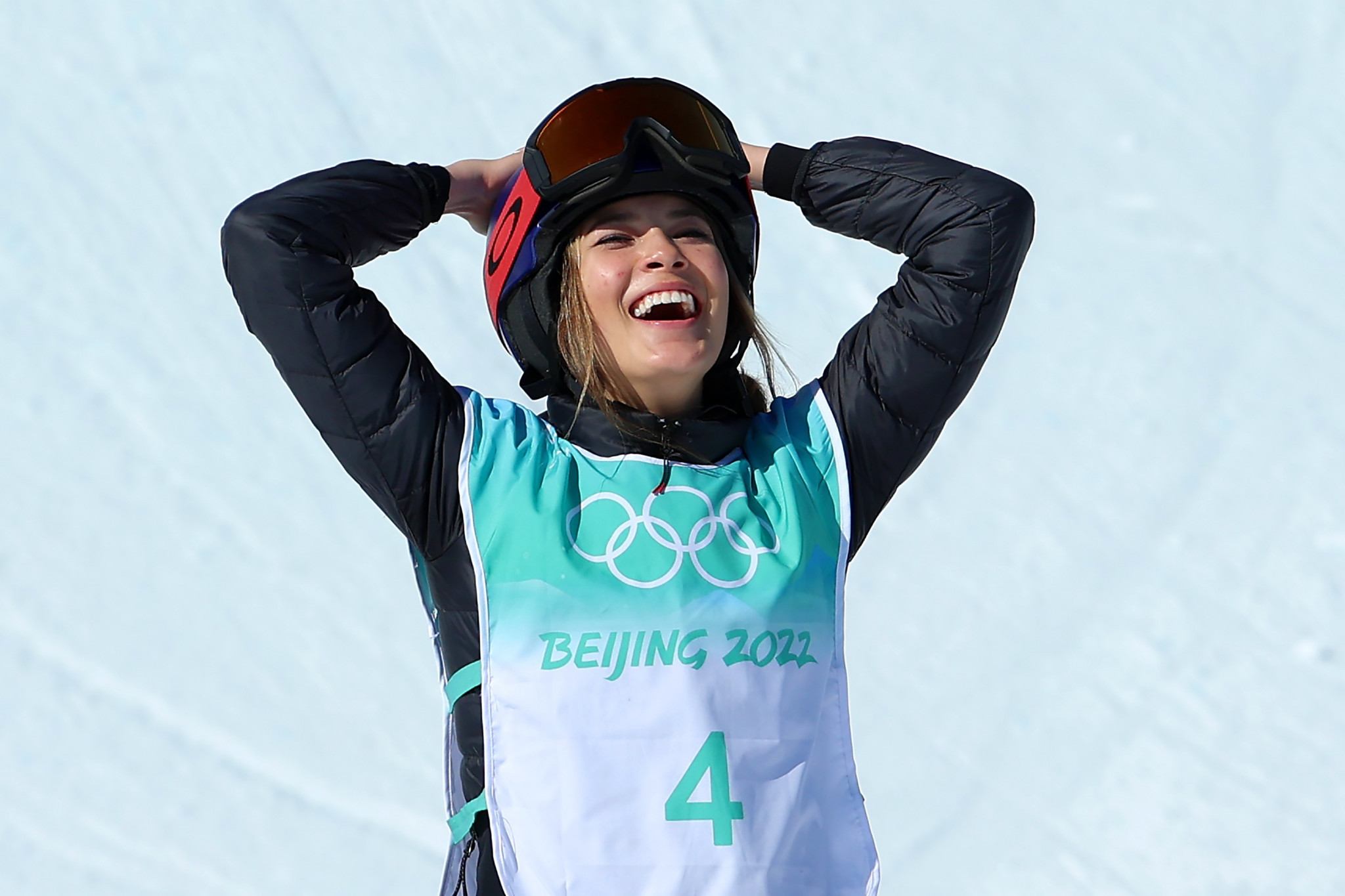 China's United States-born Eileen Gu produced a superb final run to snatch freeski big air Olympic gold in front of a crowd including IOC President Thomas Bach and tennis player Peng Shuai ©Getty Images