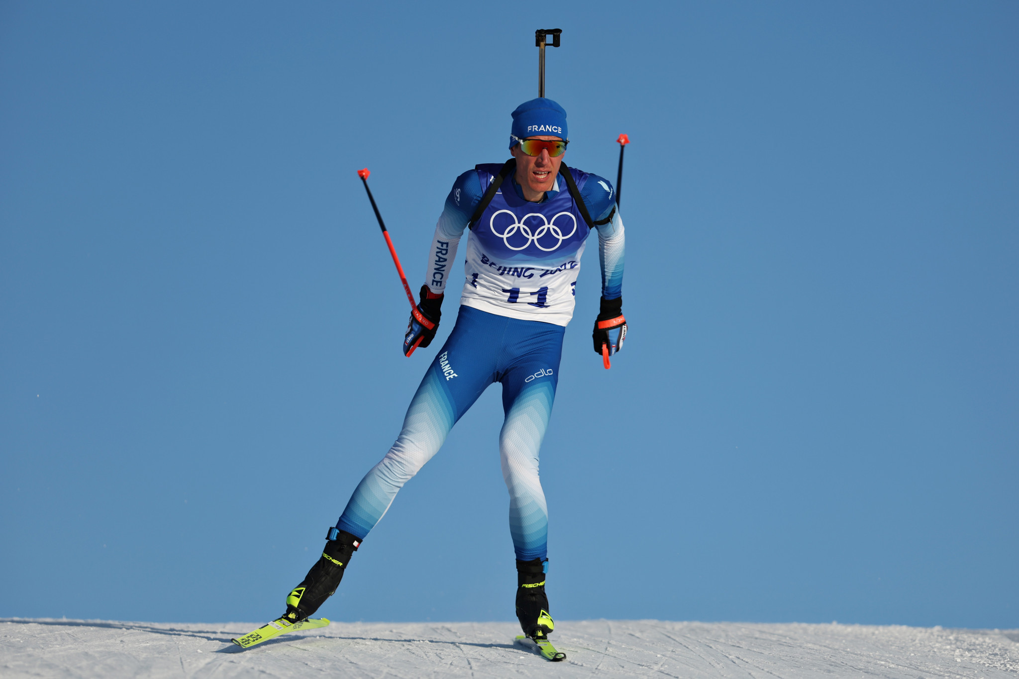 Quentin Fillon Maillet clinched France's first gold medal in the 20km biathlon race ©Getty Images