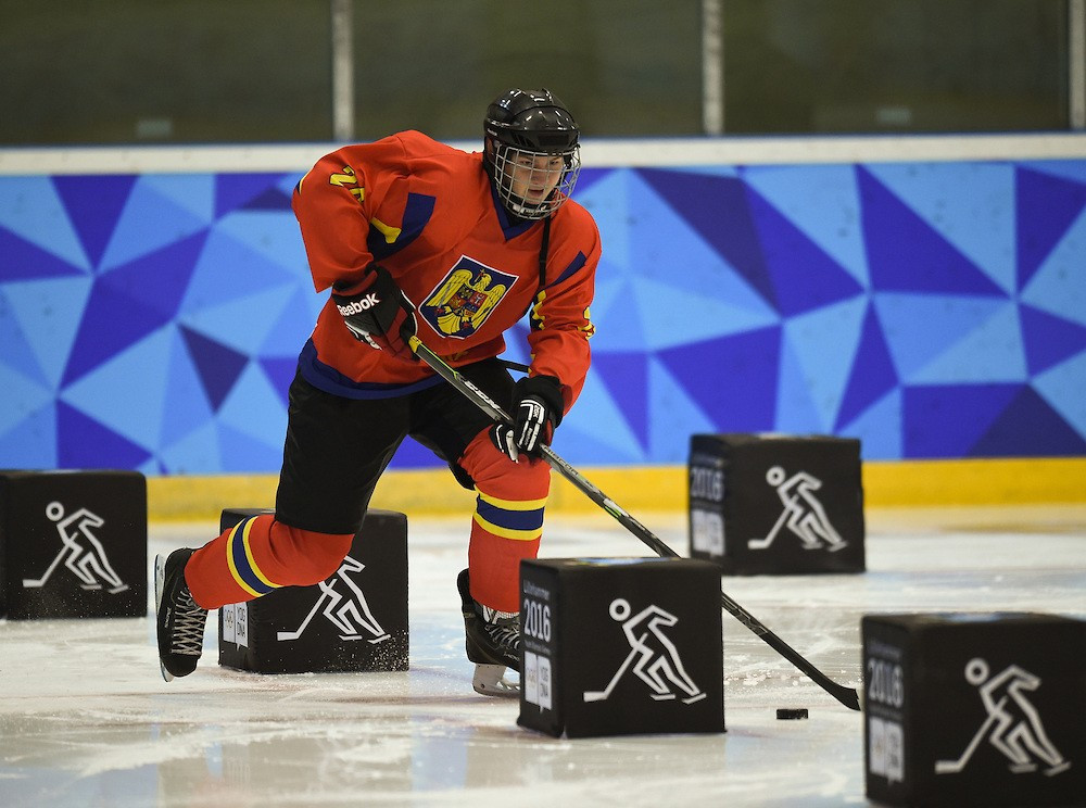 Eduard Casaneanu of Romania claimed his nation's first gold of the Games in the ice hockey skills challenge ©YIS/IOC