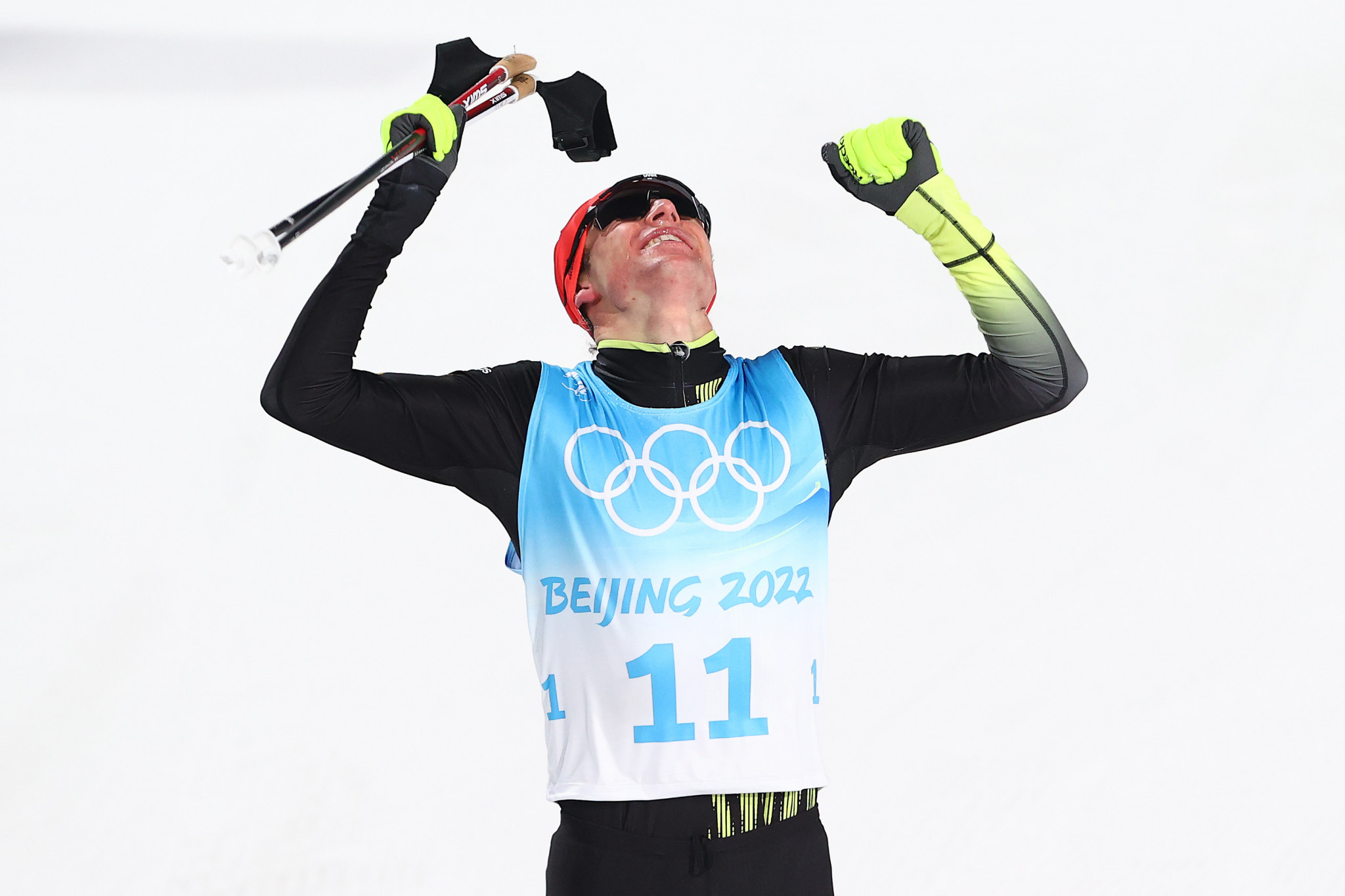Vinzenz Geiger won the opening Nordic combined event of Beijing 2022 ©Getty Images