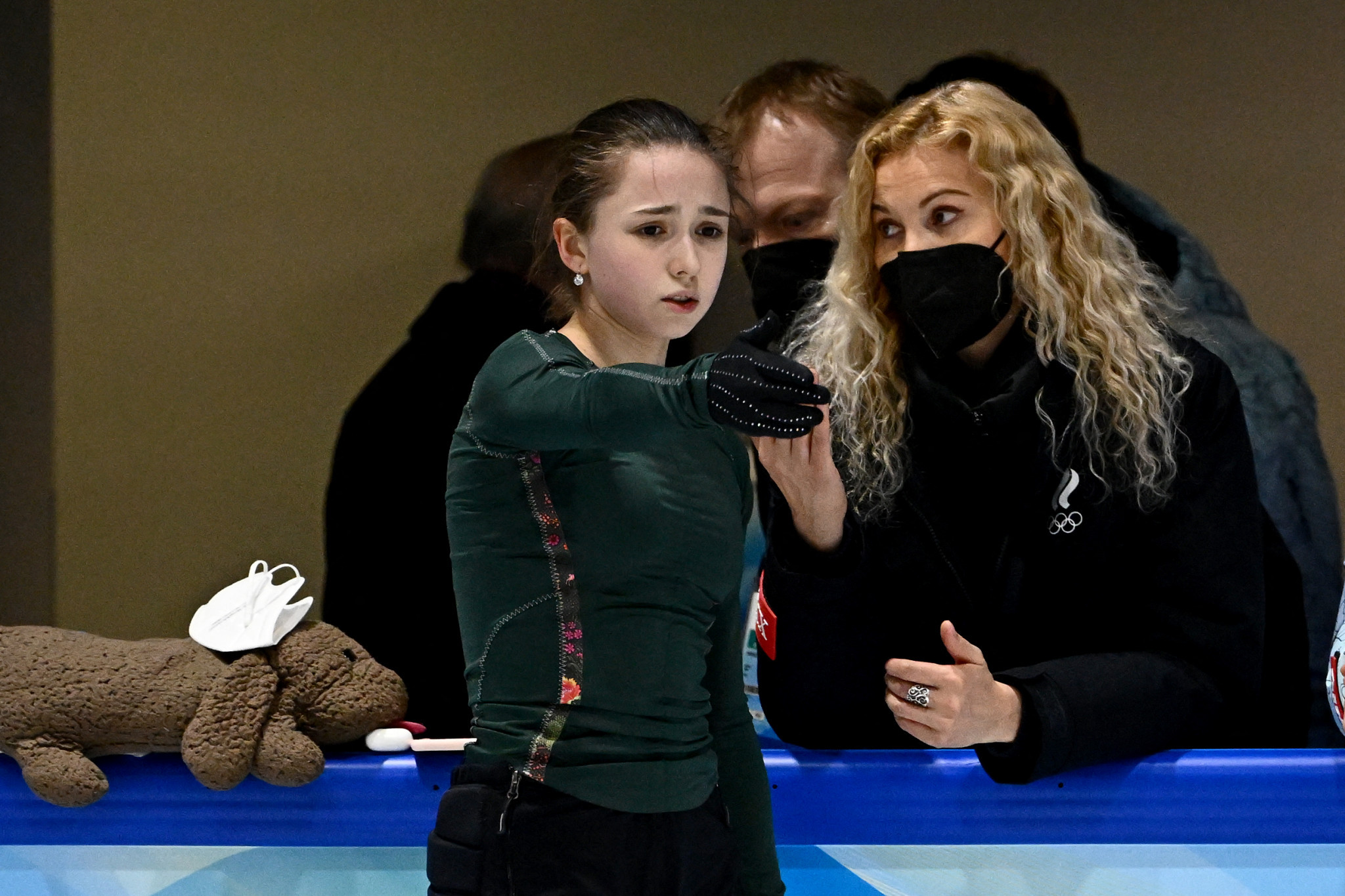 Kamila Valieva's coach Eteri Tutberidze, right, has been the subject of criticism in Russia following news that her young protégé had failed a doping case and faces being suspended from Beijing 2022 ©Getty Images