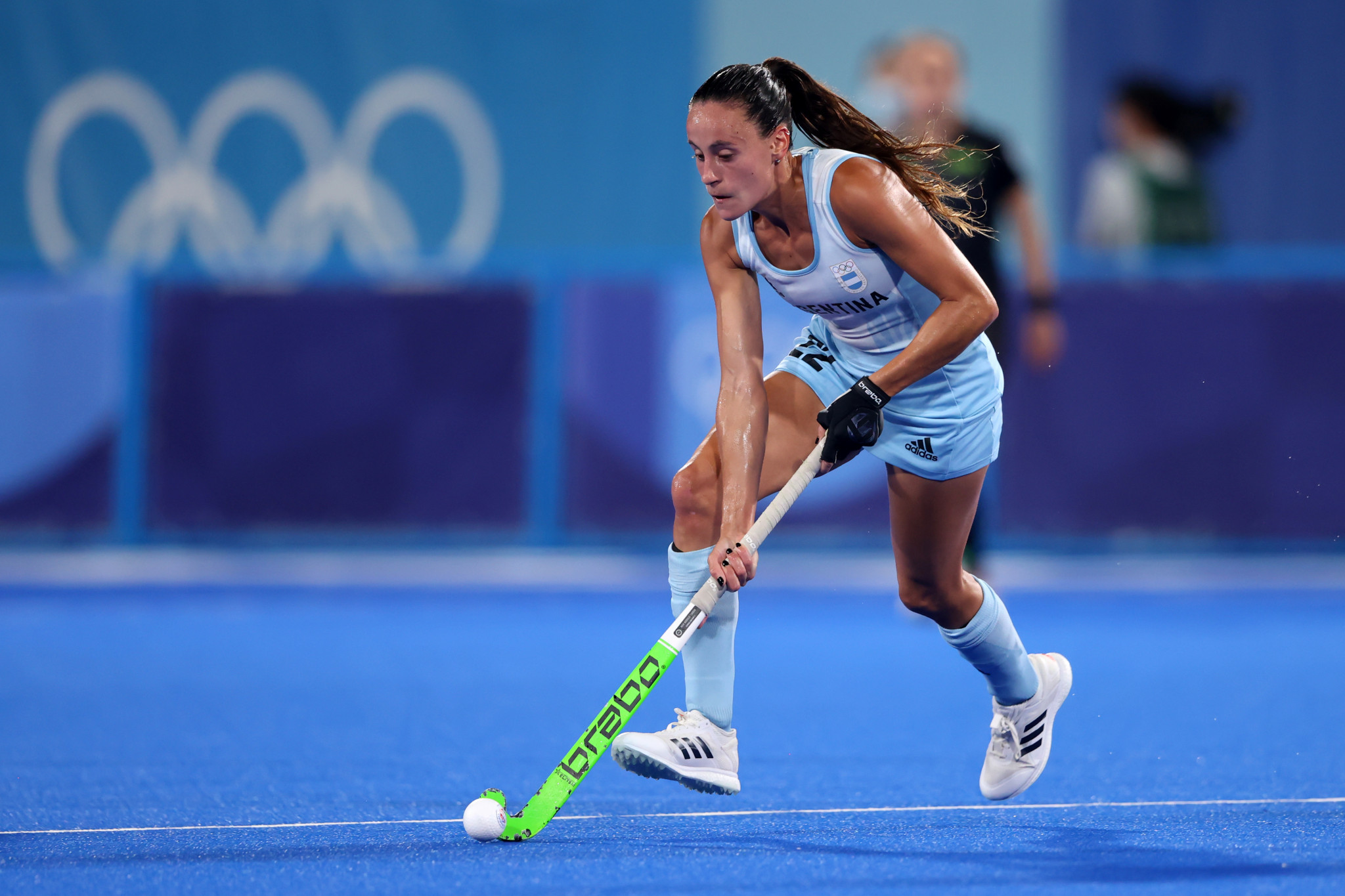 Eugenia Trinchinetti grabbed two goals in a 3-1 win for women's Olympic silver medallists Argentina against Belgium ©Getty Images