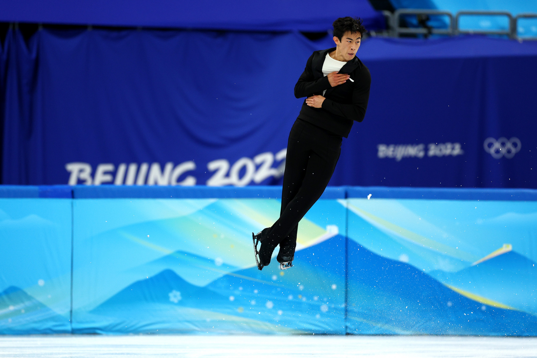 Nathan Chen's jumps were recorded by cameras placed around the skating rink by Omega to analyse factors such as the height of his jumps ©Getty Images