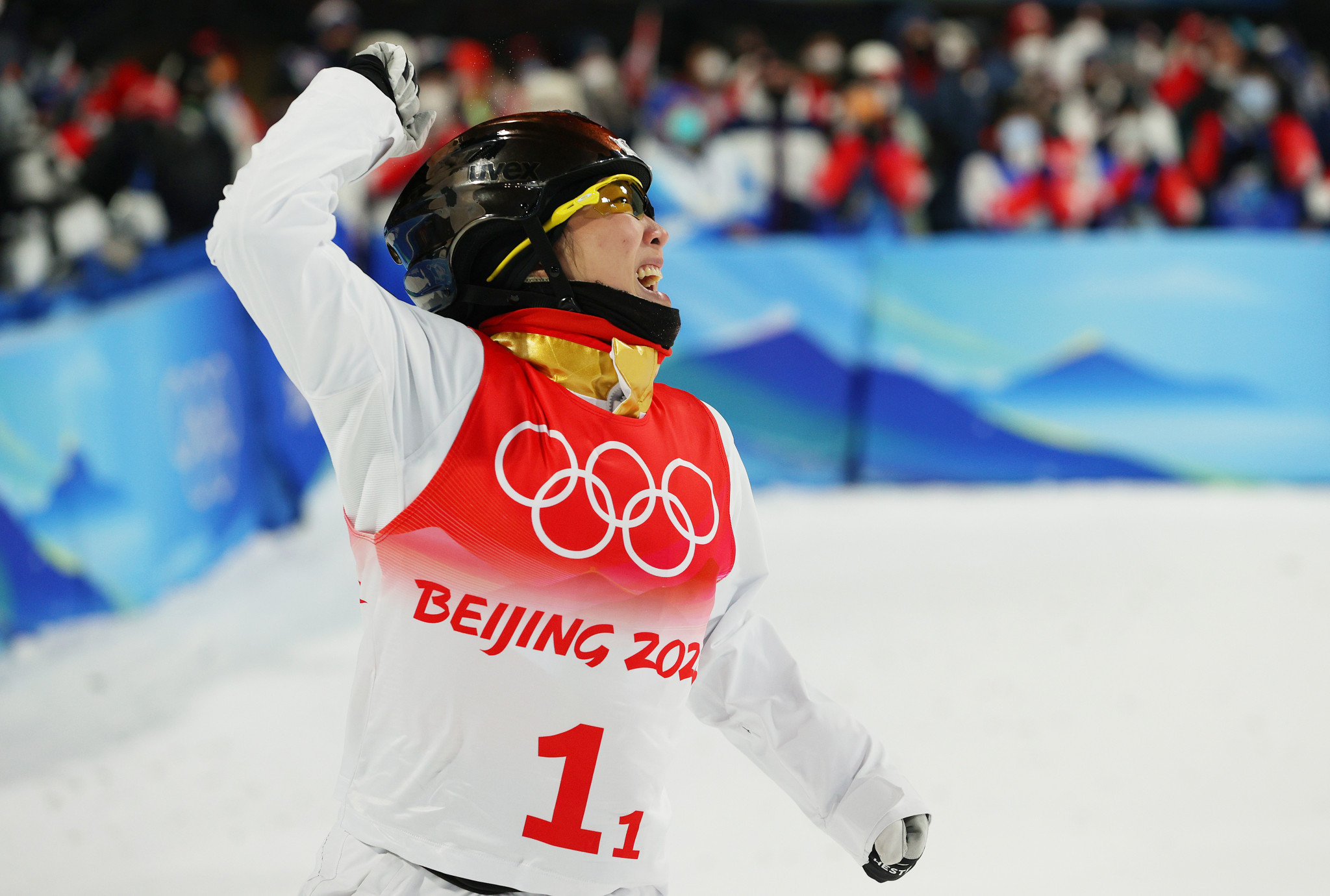 Xu Mengtao became the first Chinese Olympic gold medallist in aerials at Beijing 2022 ©Getty Images