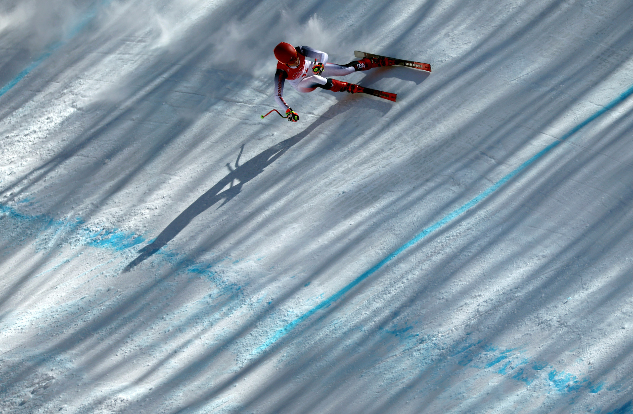 Mikaela Shiffrin of the United States in training for the women's downhill competition ©Getty Images 