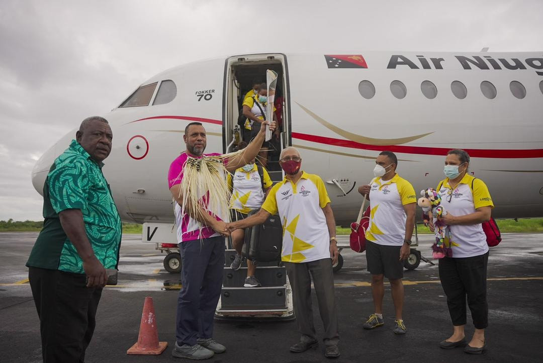 The Queen's Baton has reached Fiji after visiting Nauru, the Solomon Islands and Papua New Guinea where it arrived at at Boram Airport ©PNGOC
