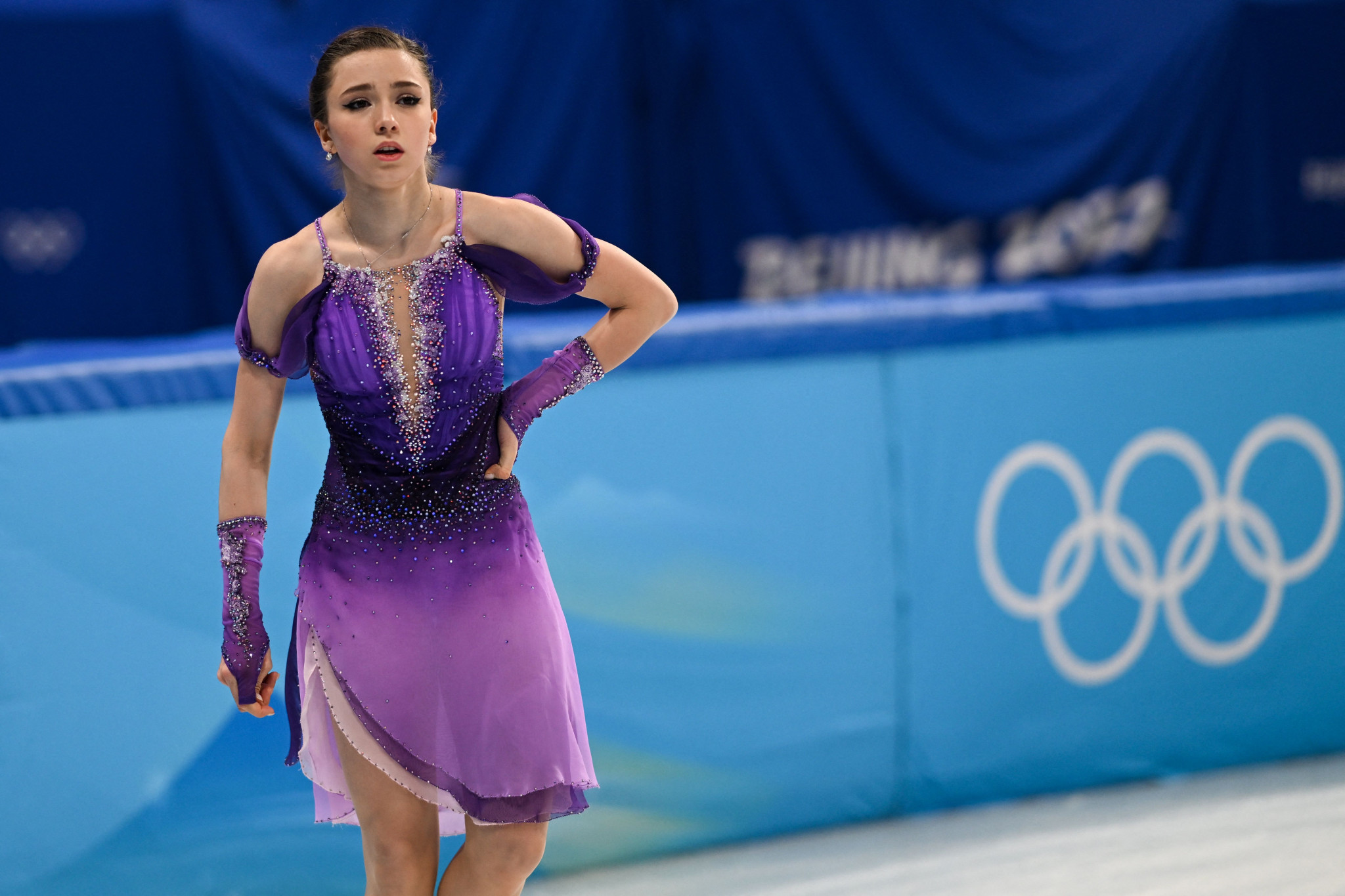 Russia's Kamila Valieva was able to compete yesterday in the women's short programme, despite having recorded a positive doping test before the Winter Olympics ©Getty Images