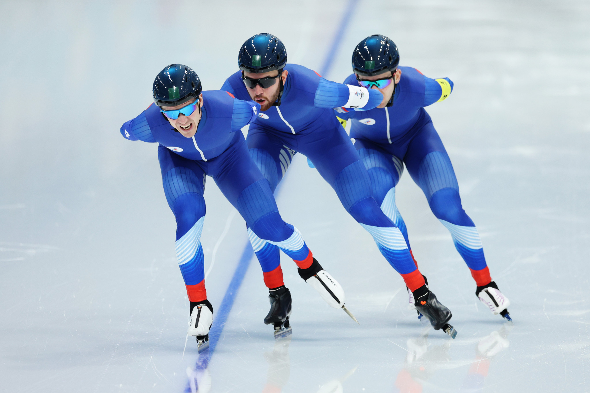 The Russian Olympic Committee team won silver in the men's team pursuit at the Beijing 2022 Winter Olympics, setting an Olympic record in the semi-final in the process ©Getty Images