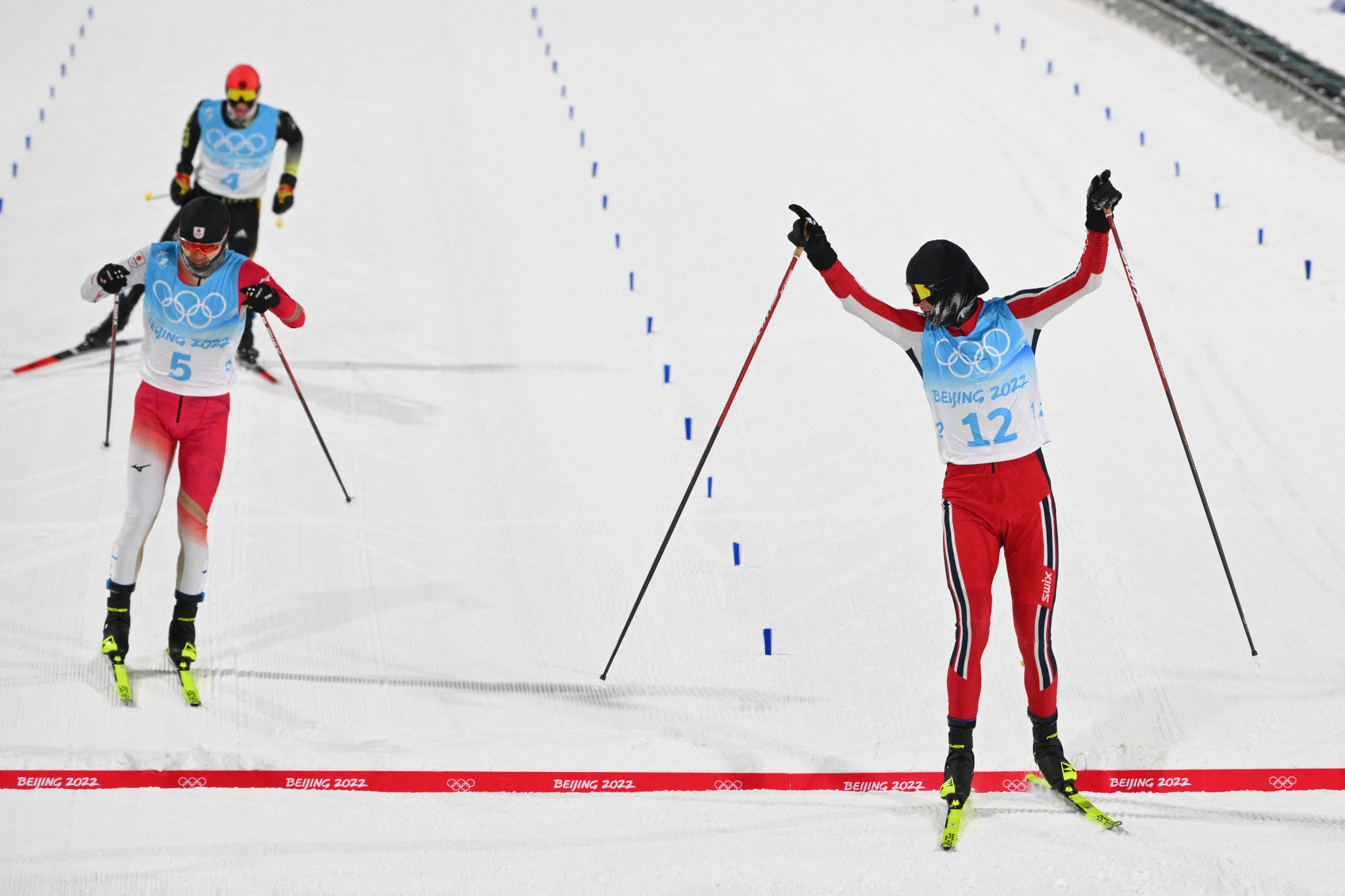Medal table-topping Norway won three golds today to take their tally up to 12, one of which was claimed by Jørgen Graabak, right, in the individual large hill and 10 kilometres Nordic combined event ©Getty Images