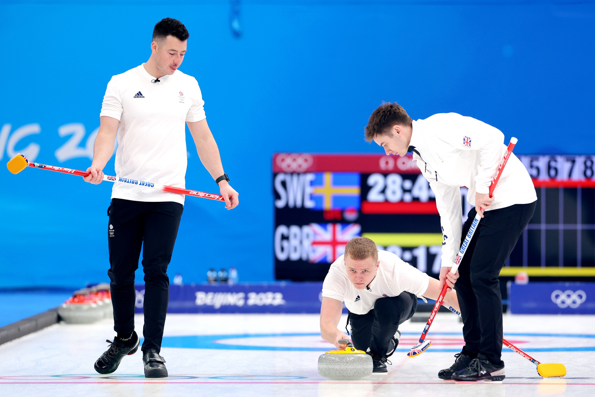 Britain reached the semi-finals of the men's curling tournament by ending Sweden's unbeaten record with an impressive 7-6 victory ©Getty Images