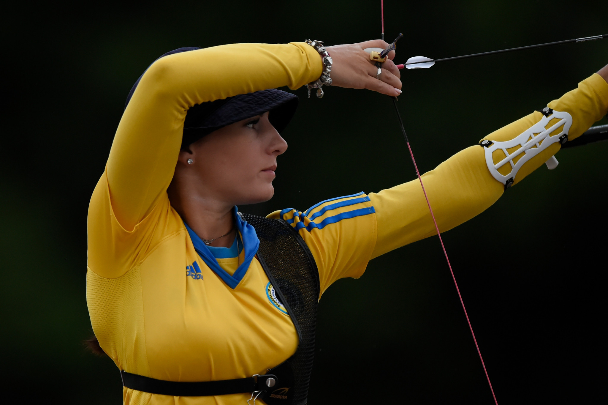 Veronika Marchenko helped Ukraine to glory in the women's recurve final ©Getty Images