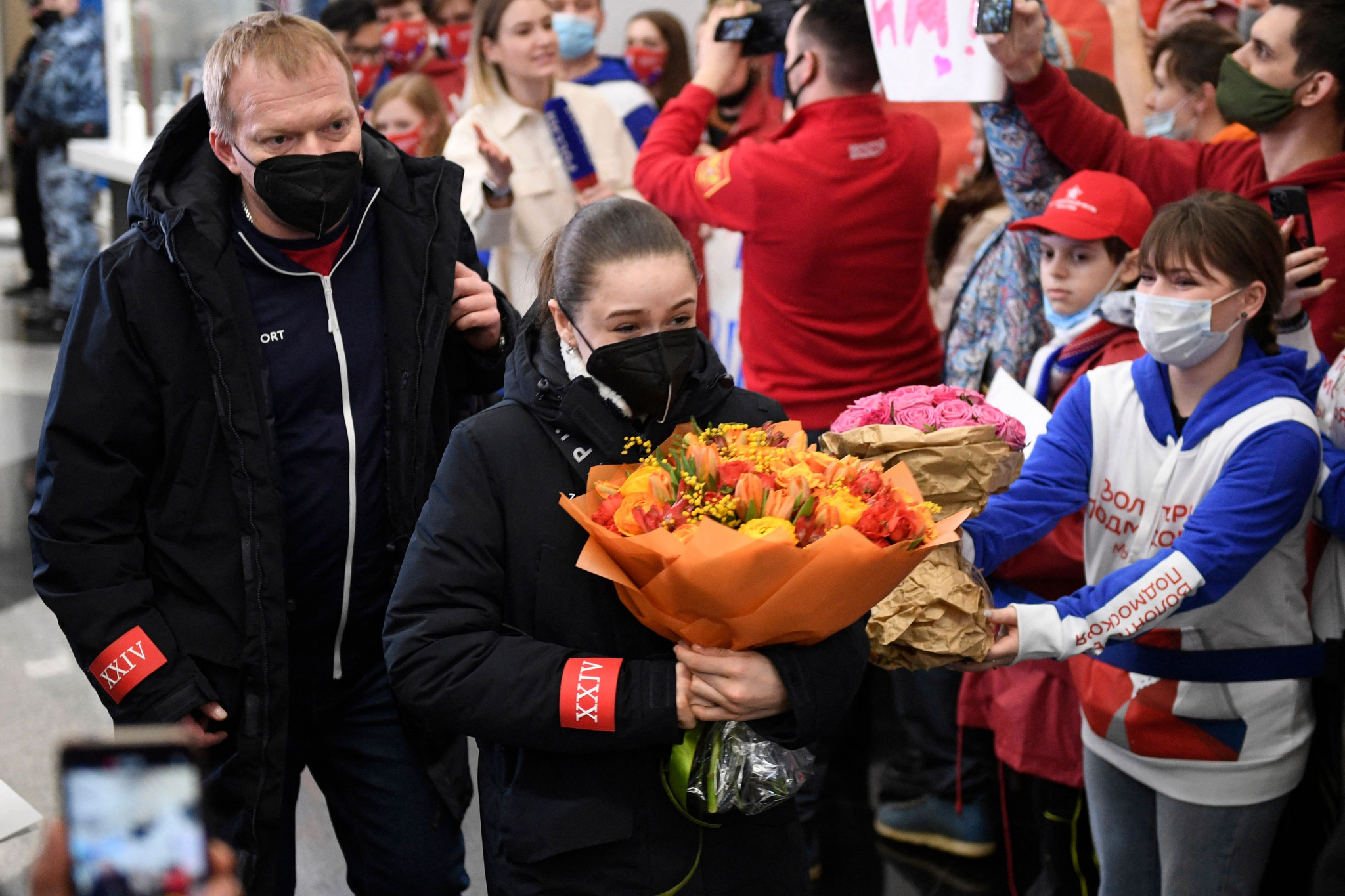 Kamila Valieva returned home to Moscow yesterday following the Winter Olympics in Beijing, being met by fans upon her arrival ©Getty Images