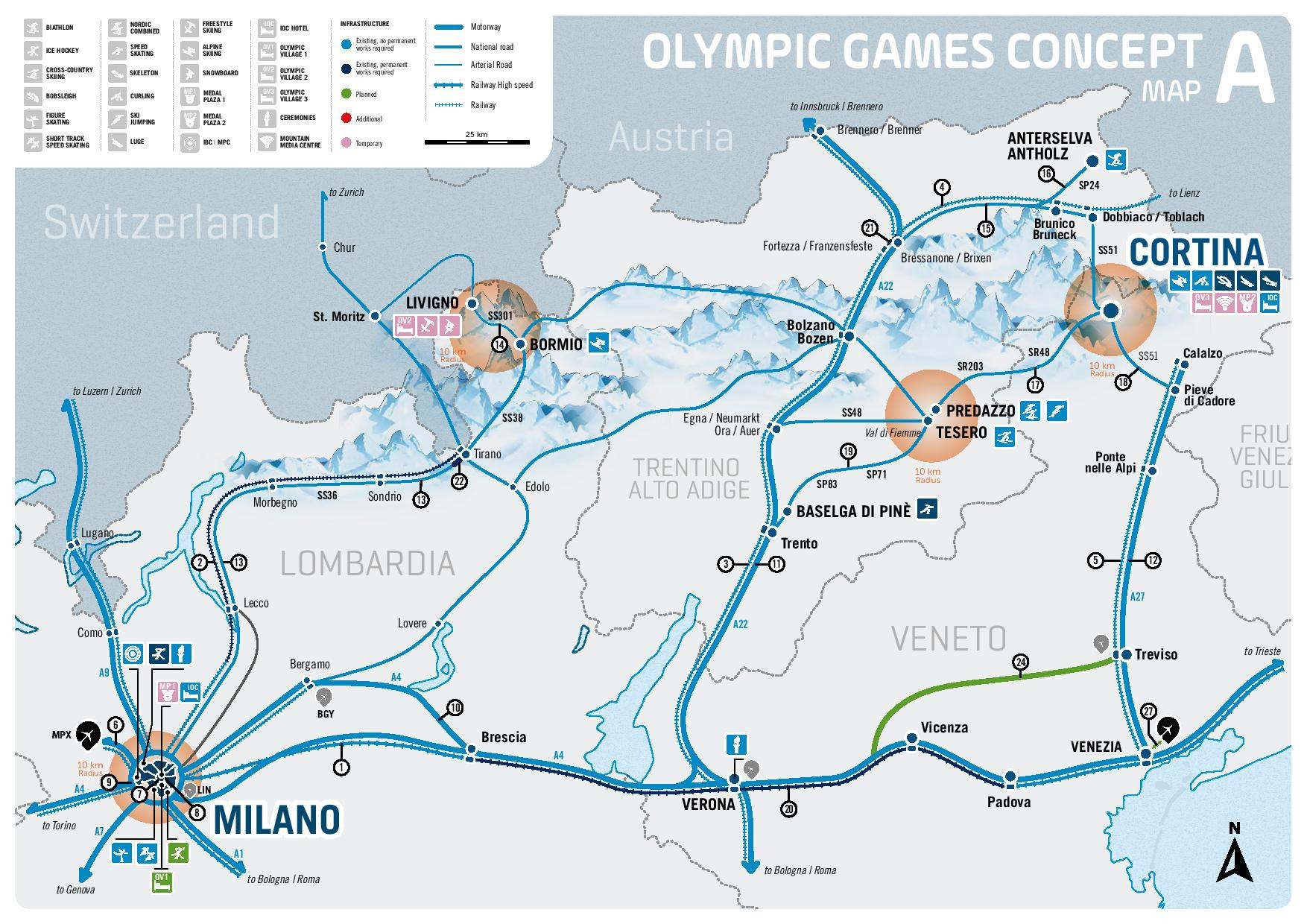 The 2026 Winter Olympic Games will be staged across an area of 22,000 kilometres with the two host cities Milan and Cortina d’Ampezzo located a four-and-a-half hour drive apart from each other ©Milan Cortina 2026