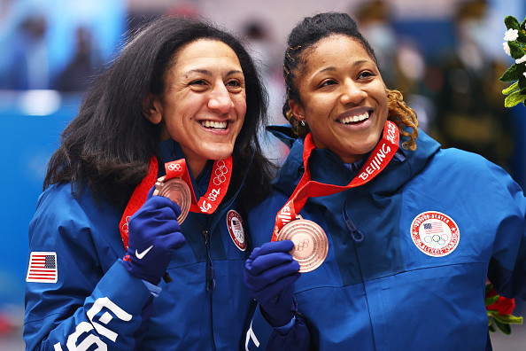 Elana Meyers Taylor and Sylvia Hoffman took bronze in the event ©Getty Images