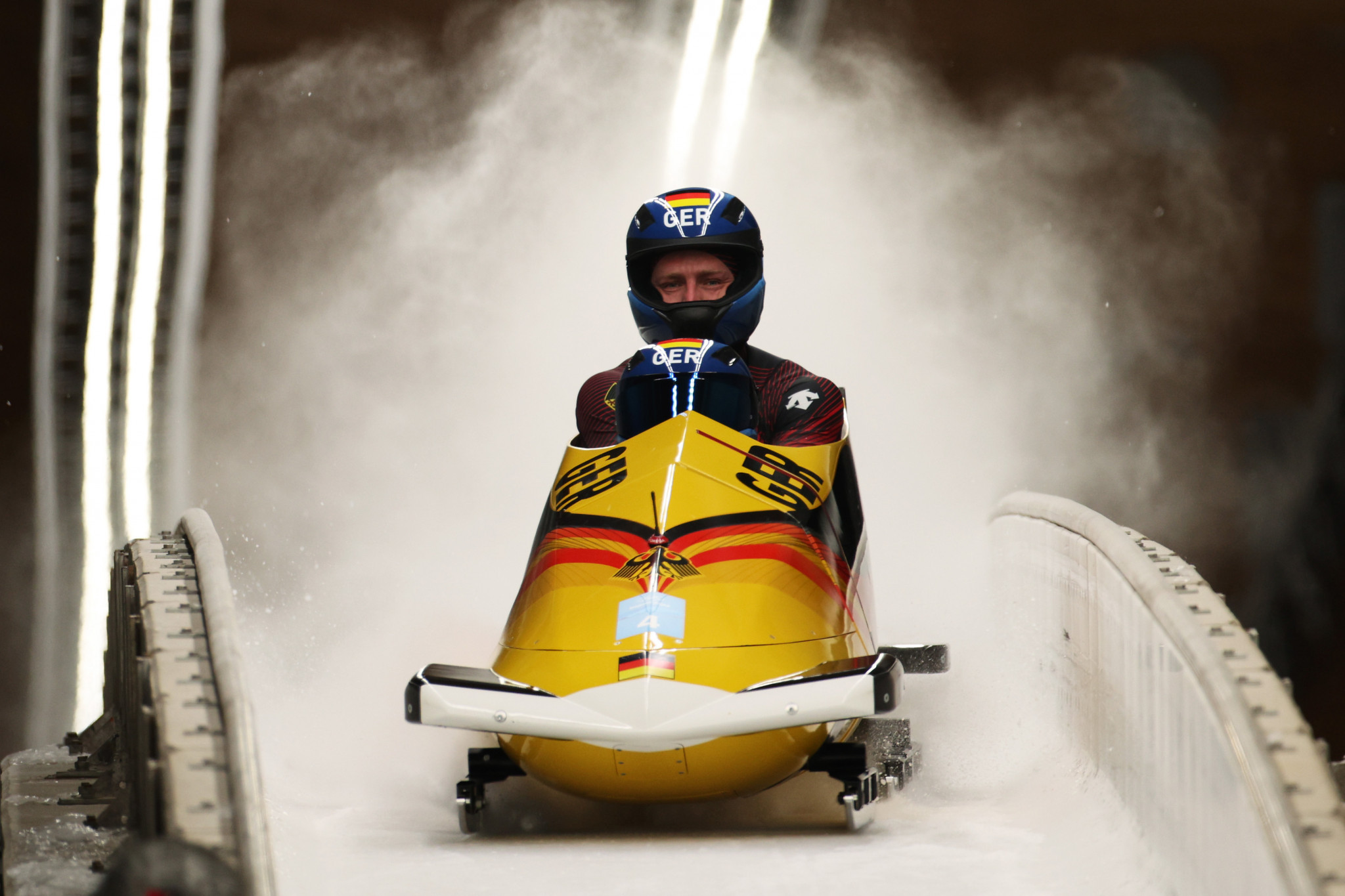Thorsten Margis won two-man bobsleigh gold with Francisco Friedrich at Beijing 2022 ©Getty Images 