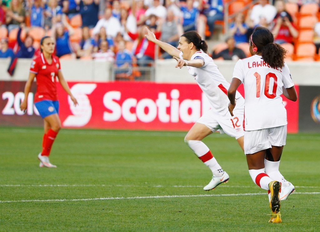 Two goals from Christine Sinclair helped Canada to secure their third straight participation at the women's Olympic tournament with a 3-1 victory over Costa Rica in Houston ©Getty Images