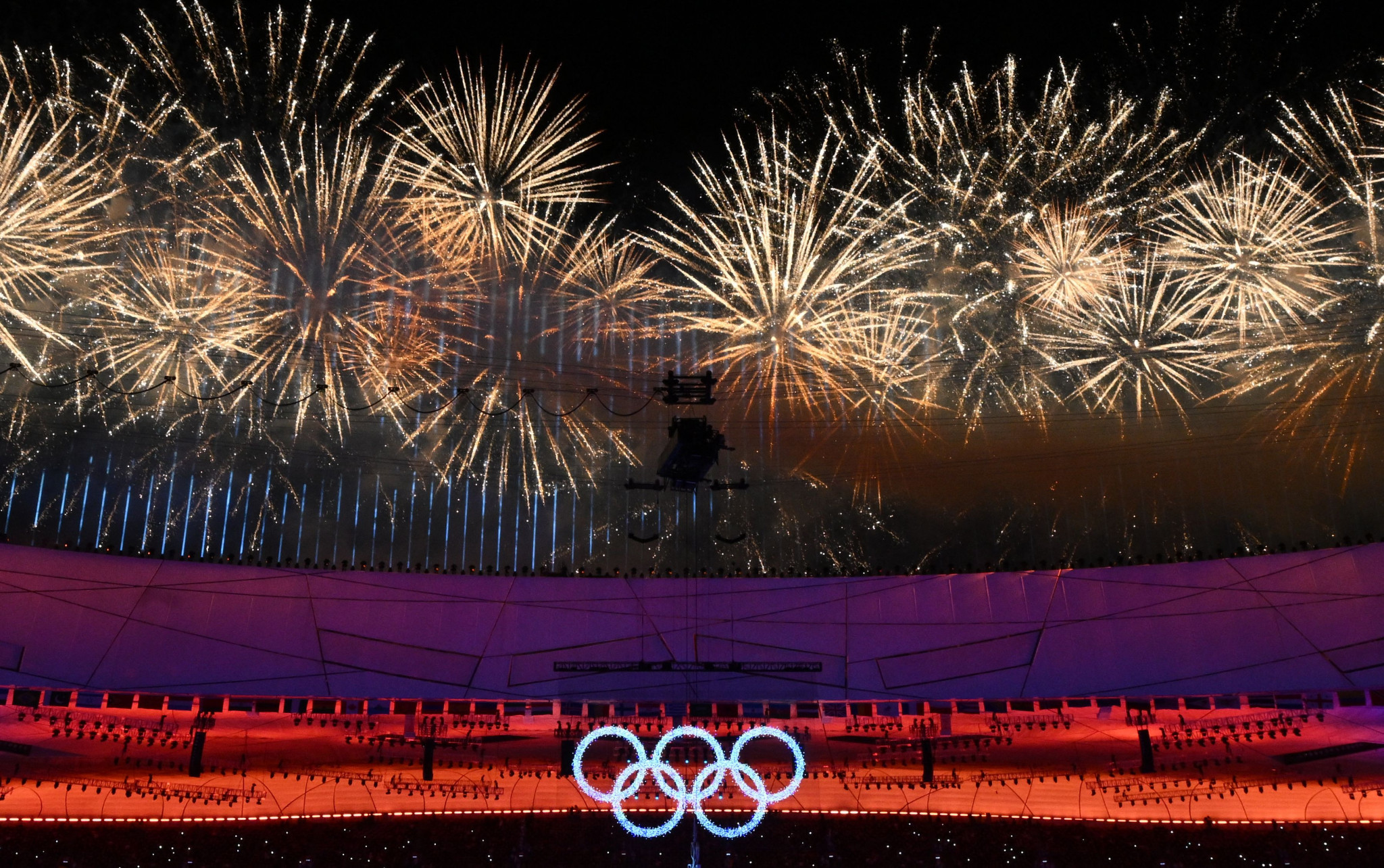 Fireworks were set off at the Bird's Nest to mark the end of the Games ©Getty Images