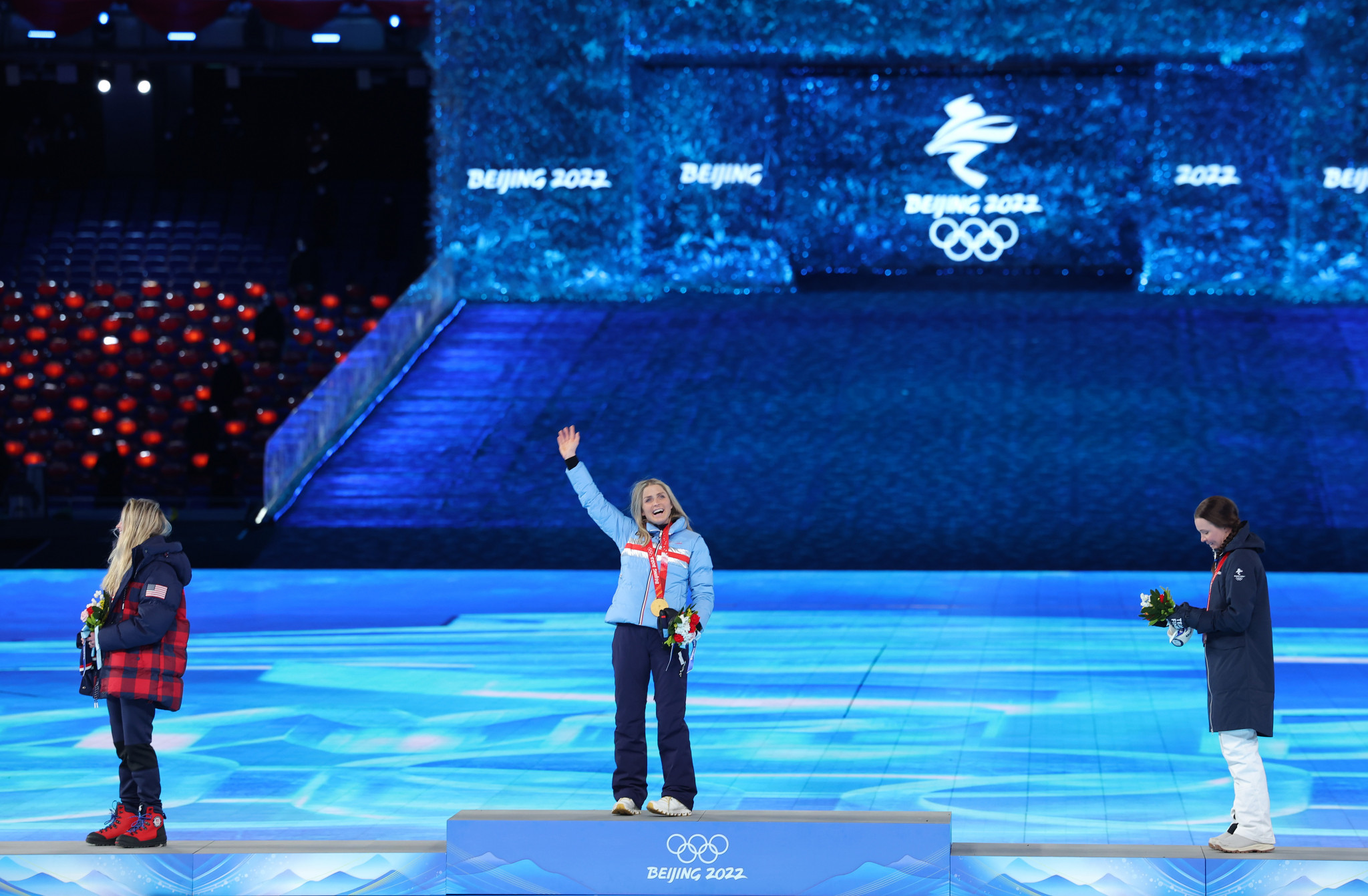 Norway's Therese Johaug was given her third gold medal of Beijing 2022 during the Closing Ceremony ©Getty Images