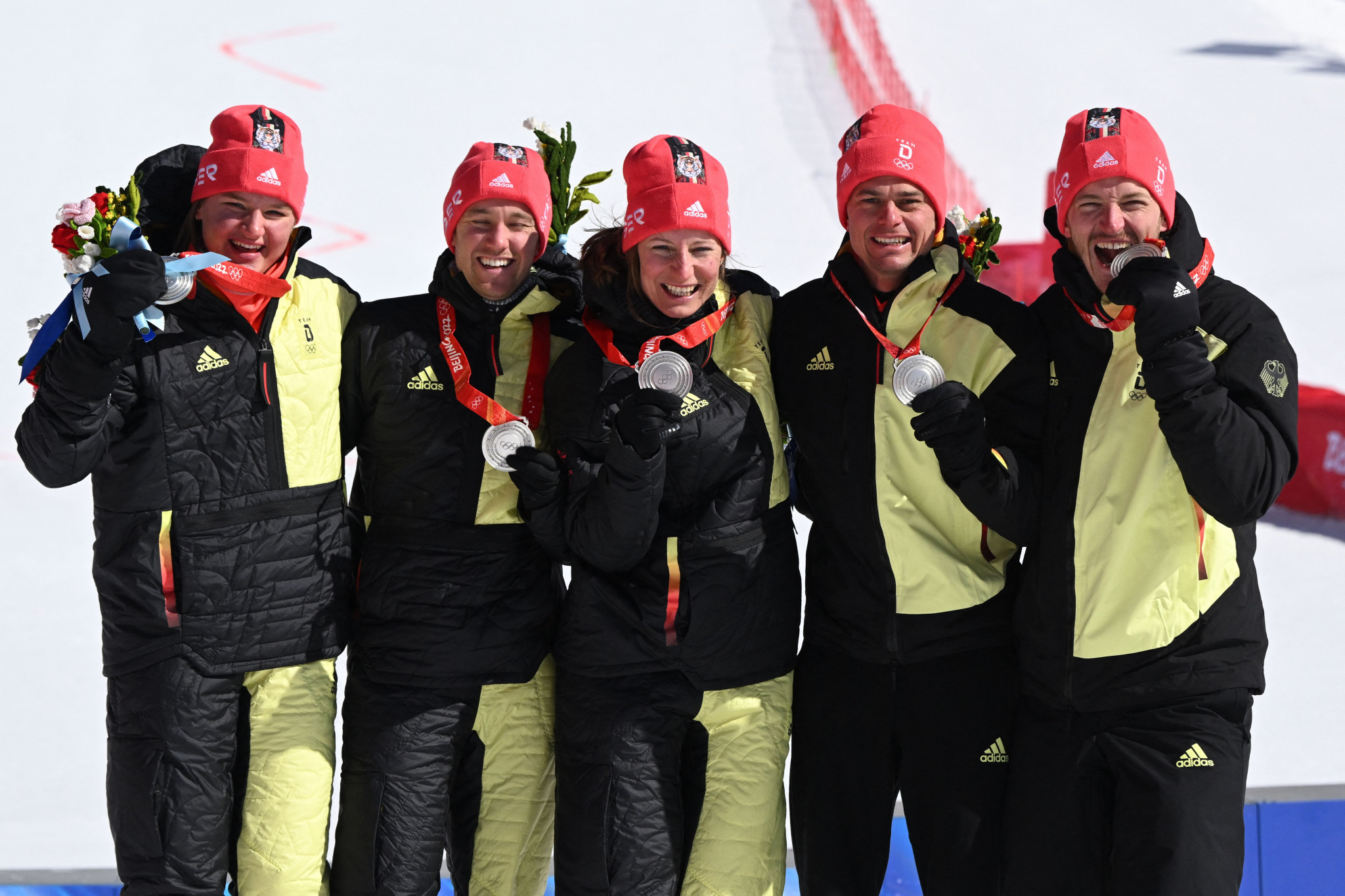Germany won silver in the alpine skiing mixed team event ©Getty Images
