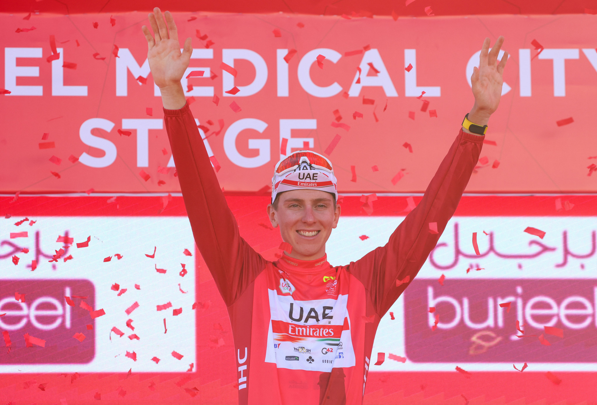 Pogačar wins stage four of UAE Tour to take over red jersey