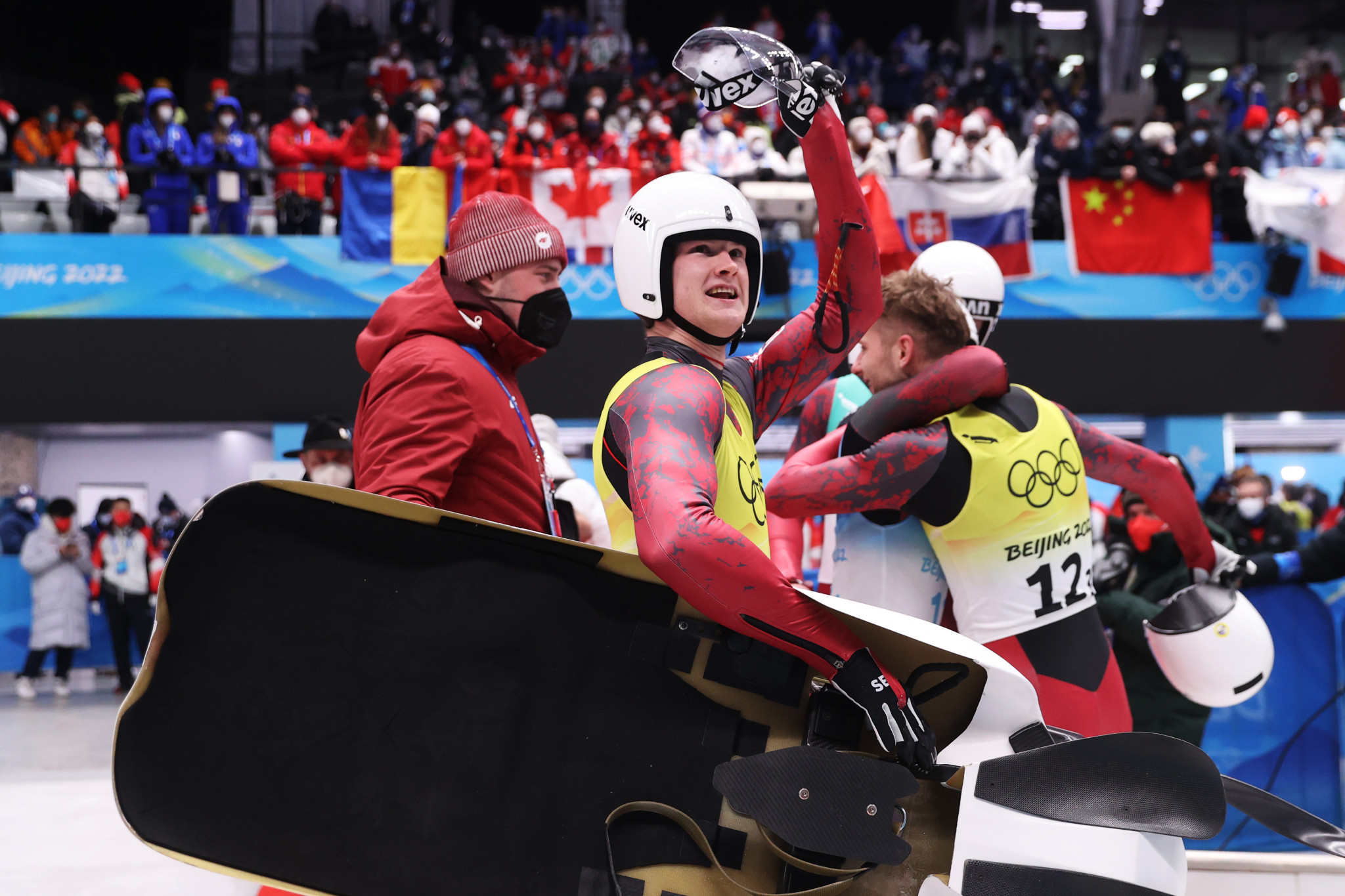 Latvia's only sliding gold medal at Beijing 2022 came in the luge team relay ©Getty Images