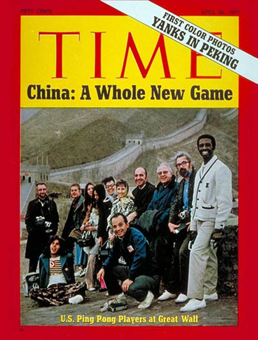 The American table tennis party who took up an impromptu invitation to visit China in April 1971, with icebreaker Glenn Cowan seated second left ©Time Magazine