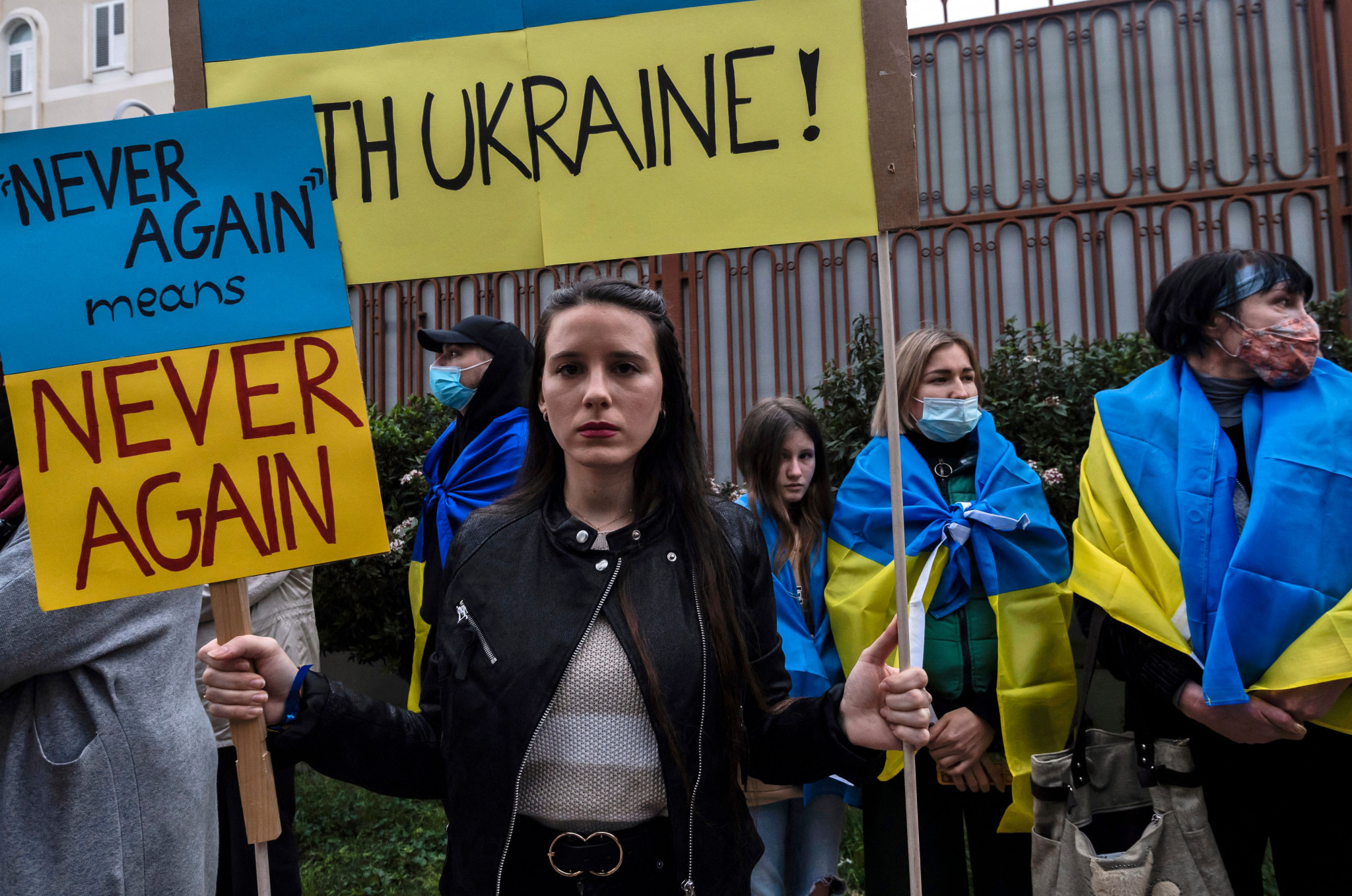 Protests have taken place around the world against Russia and Belarus' invasion of Ukraine ©Getty Images 