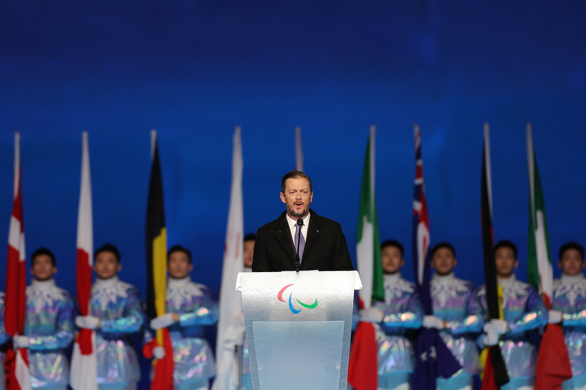 International Paralympic Committee President Andrew Parsons made an emotional plea for peace at the Beijing 2022 Winter Paralympic Games ©Getty Images