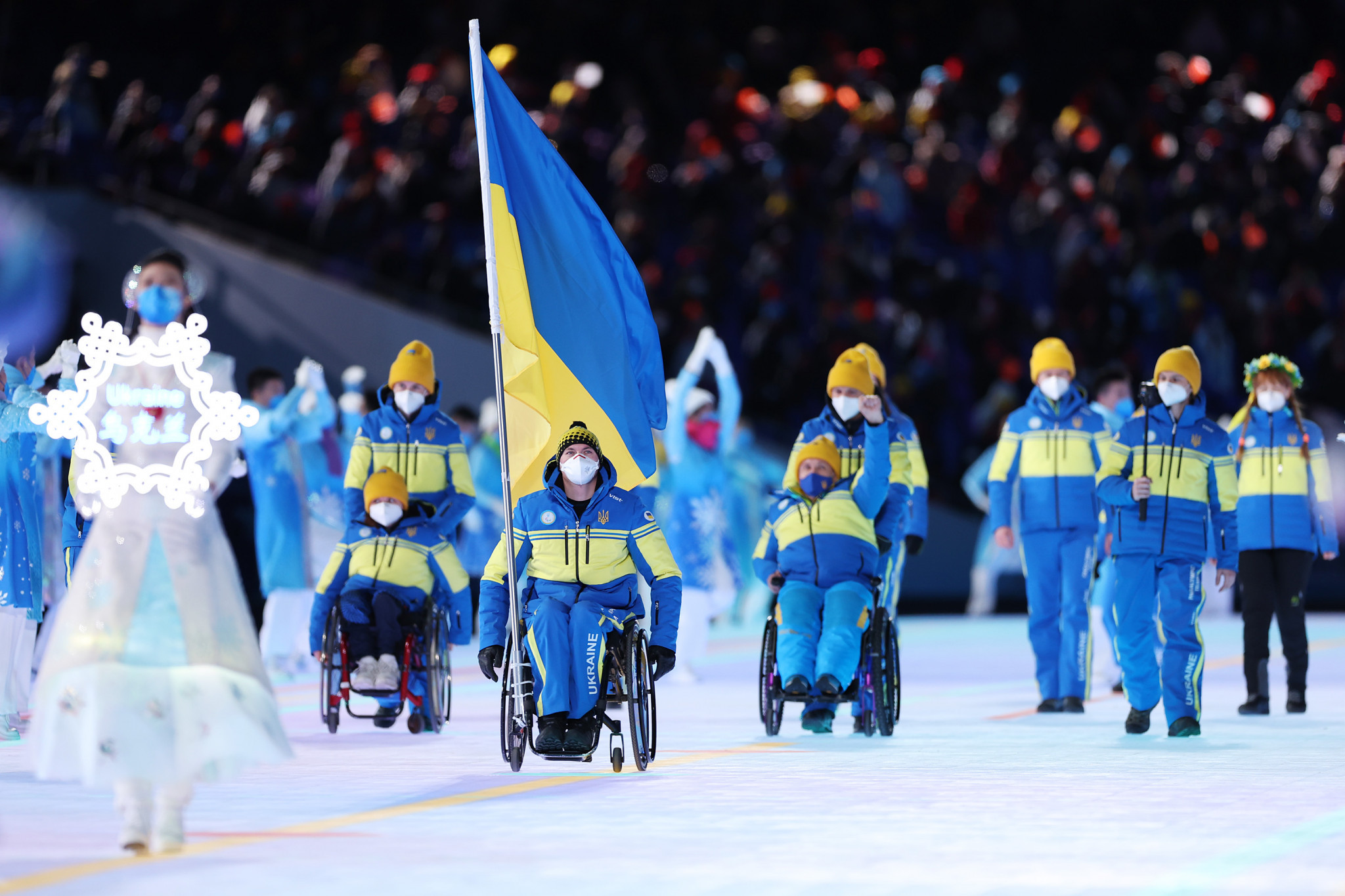 Para biathlete and Para cross-country skier Maksym Yarovyi was the flagbearer for the Ukraine ©Getty Images