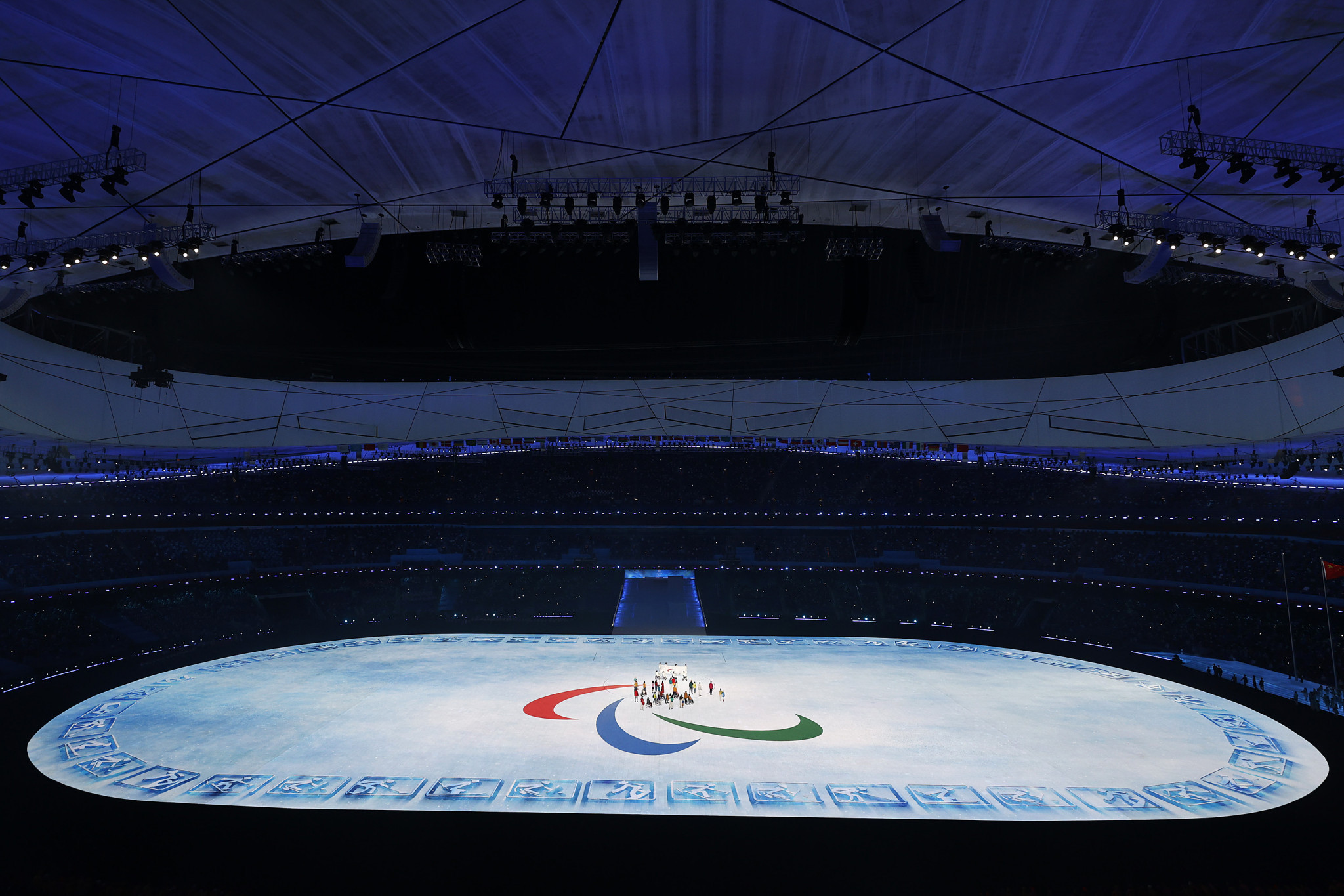 The Paralympic Agitos symbol lit up the floor ©Getty Images