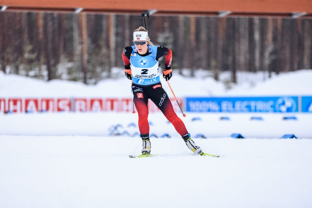 Norway's Tiril Eckhoff claimed her first Biathlon World Cup victory for nearly a year when she won the 10km pursuit in Kontiolahti today ©IBU