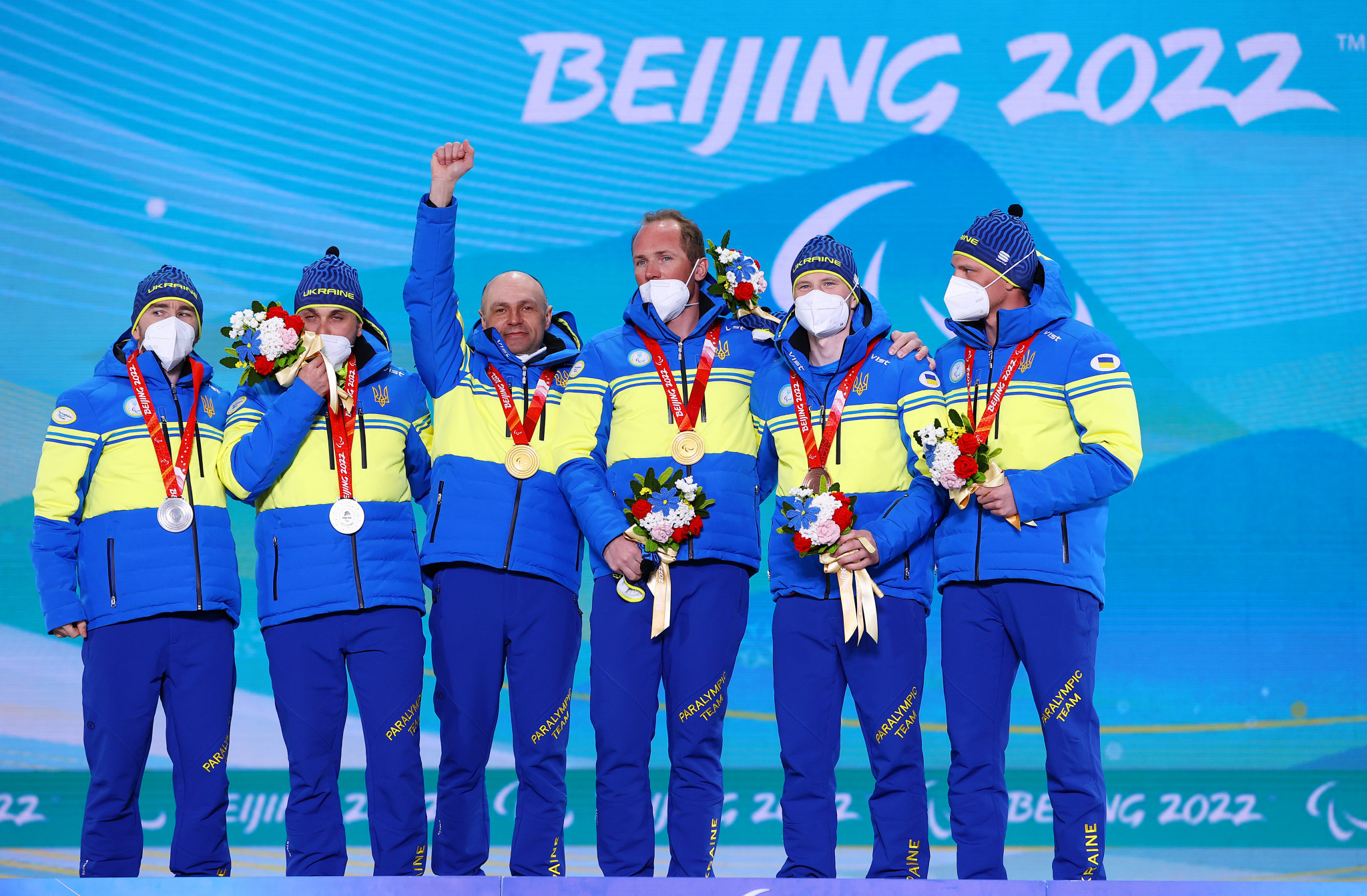 Ukraine swept the podium of the men's middle-distance vision impaired ©Getty Images