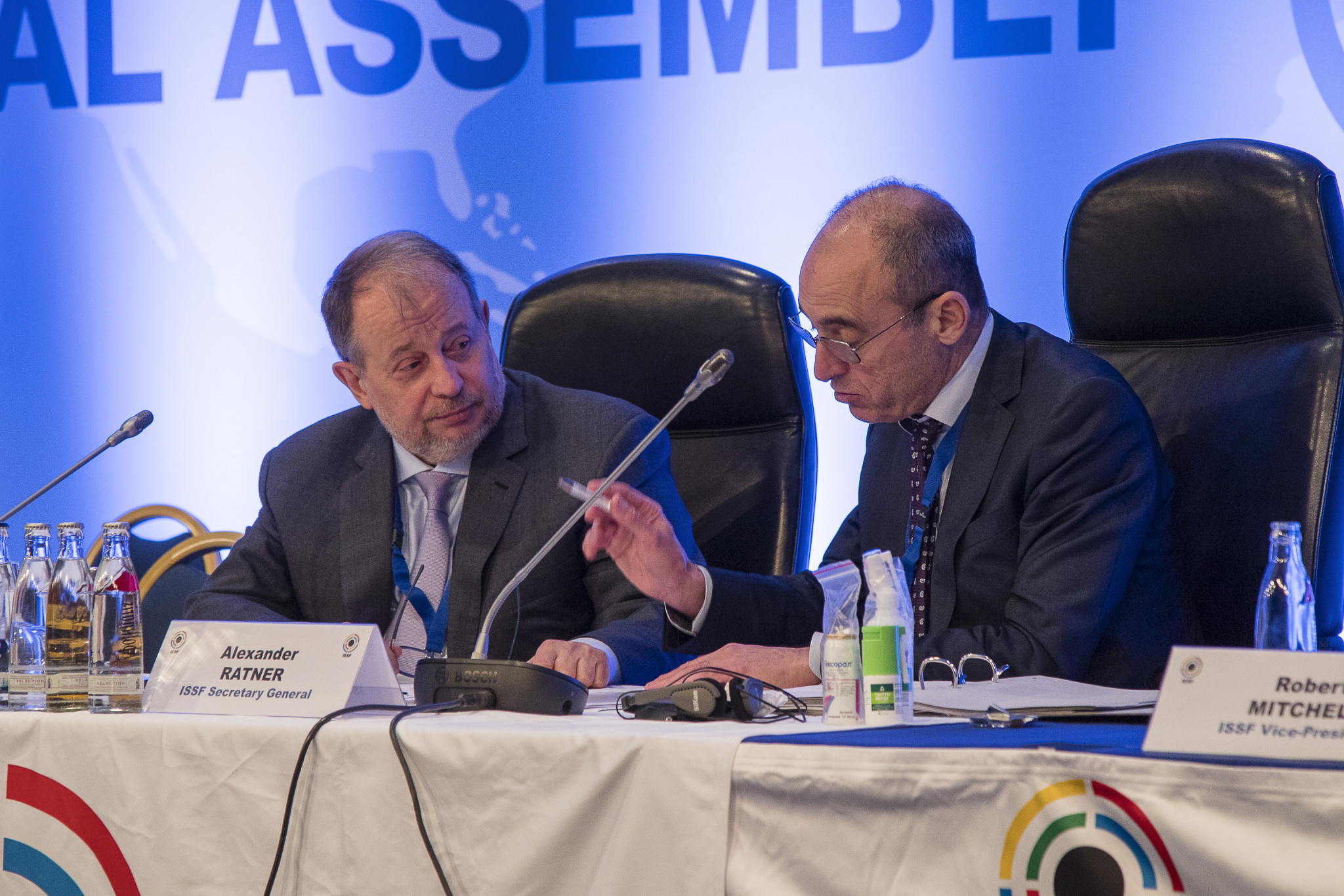 The ISSF is dominated at the top by Russian officials with Alexander Ratner, right, serving as secretary general alongside Vladimir Lisin, left, as President ©ISSF