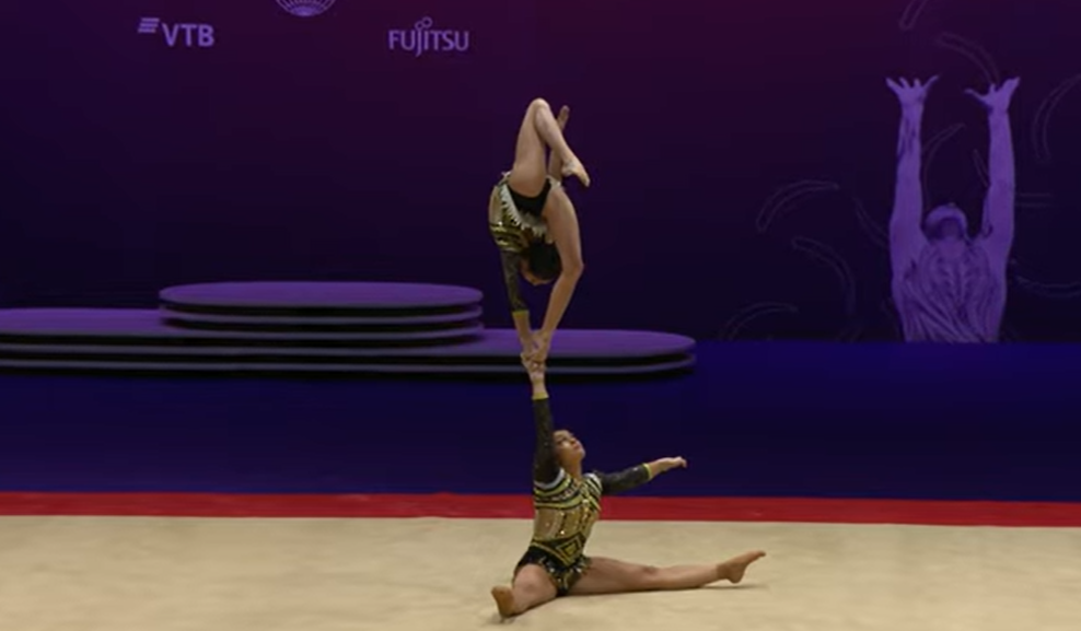 Portugal will be seeking to build in Baku on its first gold at the Acrobatic Gymnastics World Championships, delivered last year in the women's pair by Rita Ferreira and Ana Teixeira ©YouTube