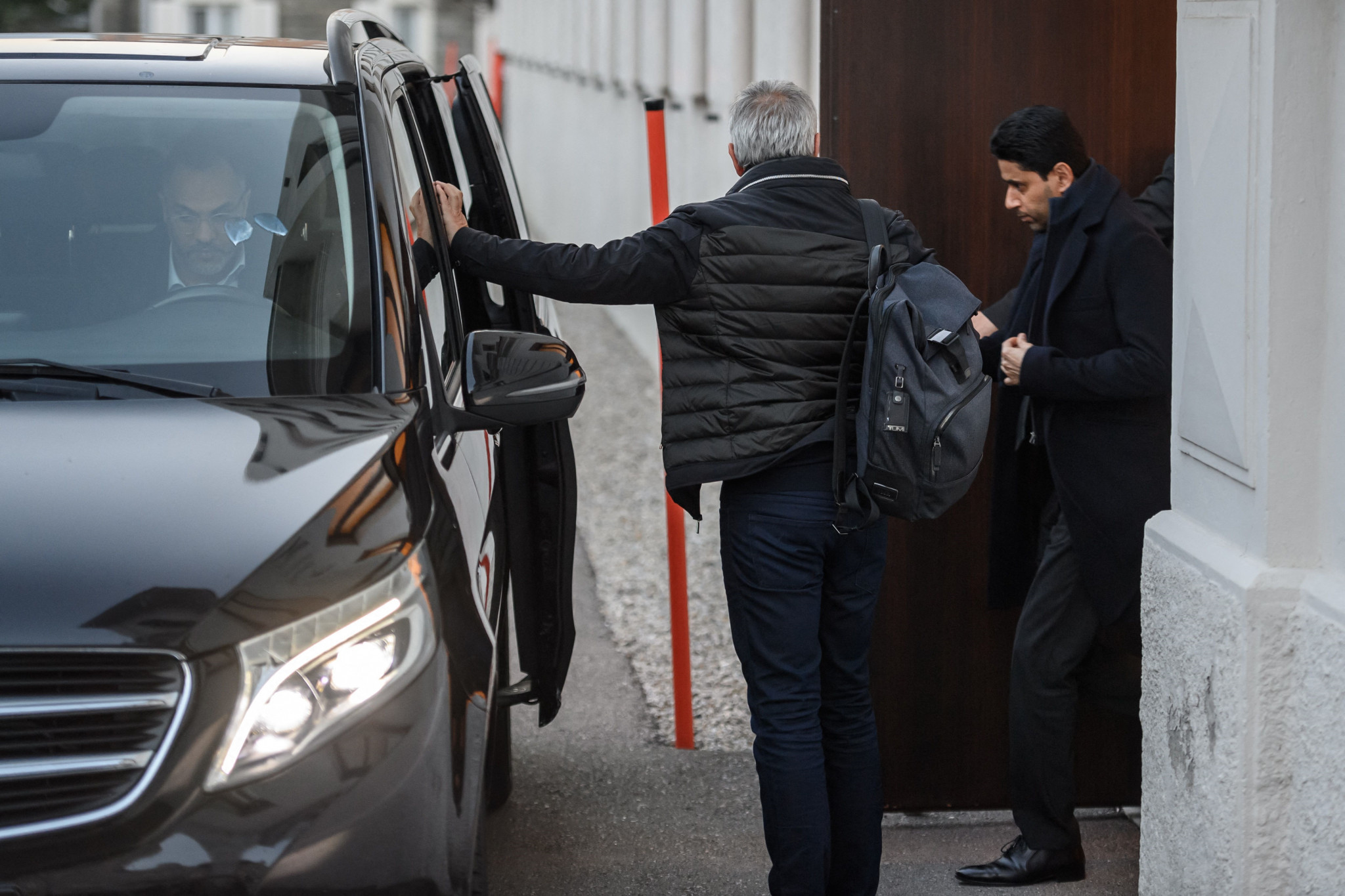 Nasser al-Khelaifi leaves the Swiss Federal Criminal Court in Bellinzona where Swiss authorities are appealing against a decision last year to clear him of corruption ©Getty Images