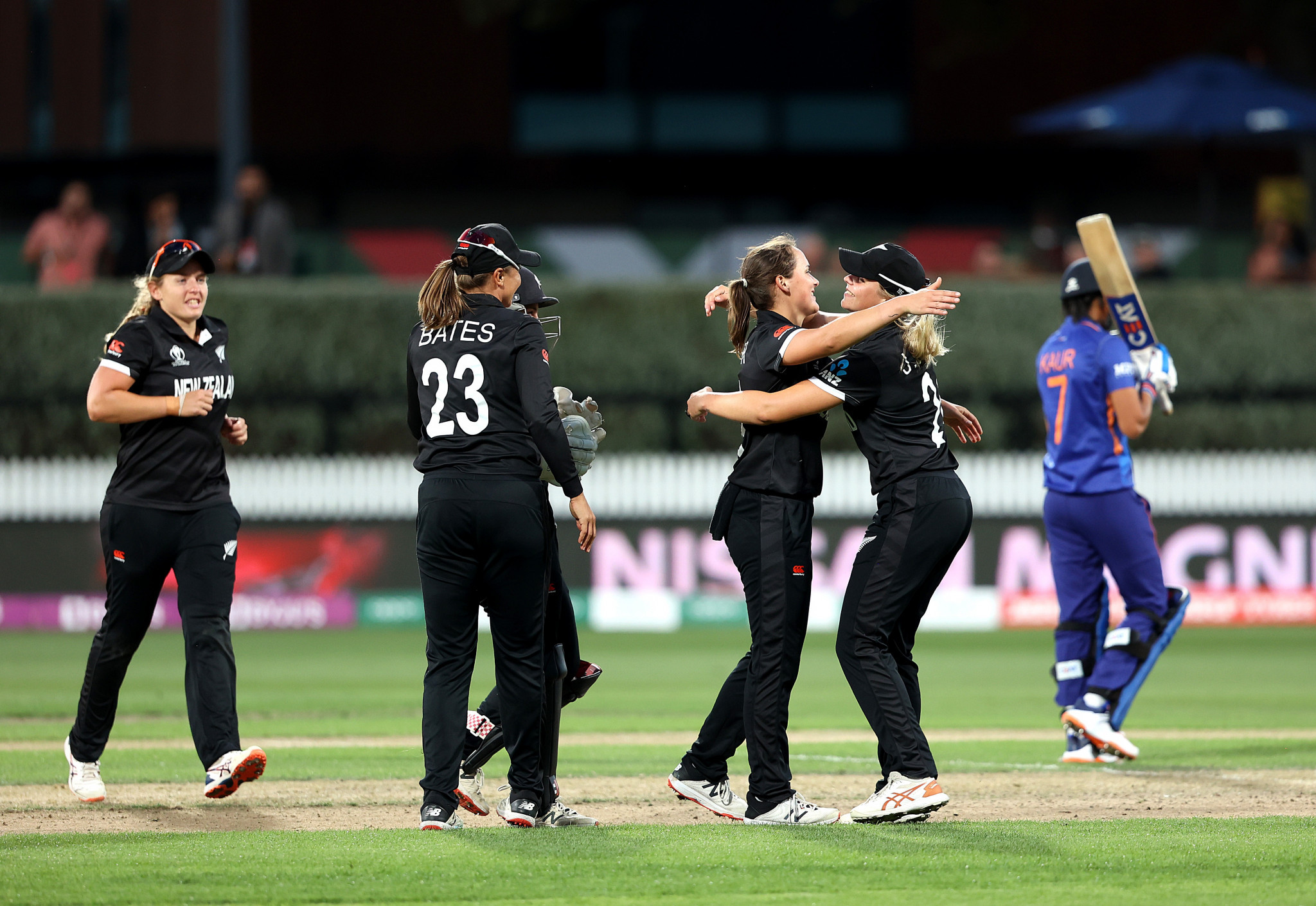 New Zealand celebrated their second win of the Women's Cricket World Cup with victory over India ©Getty Images