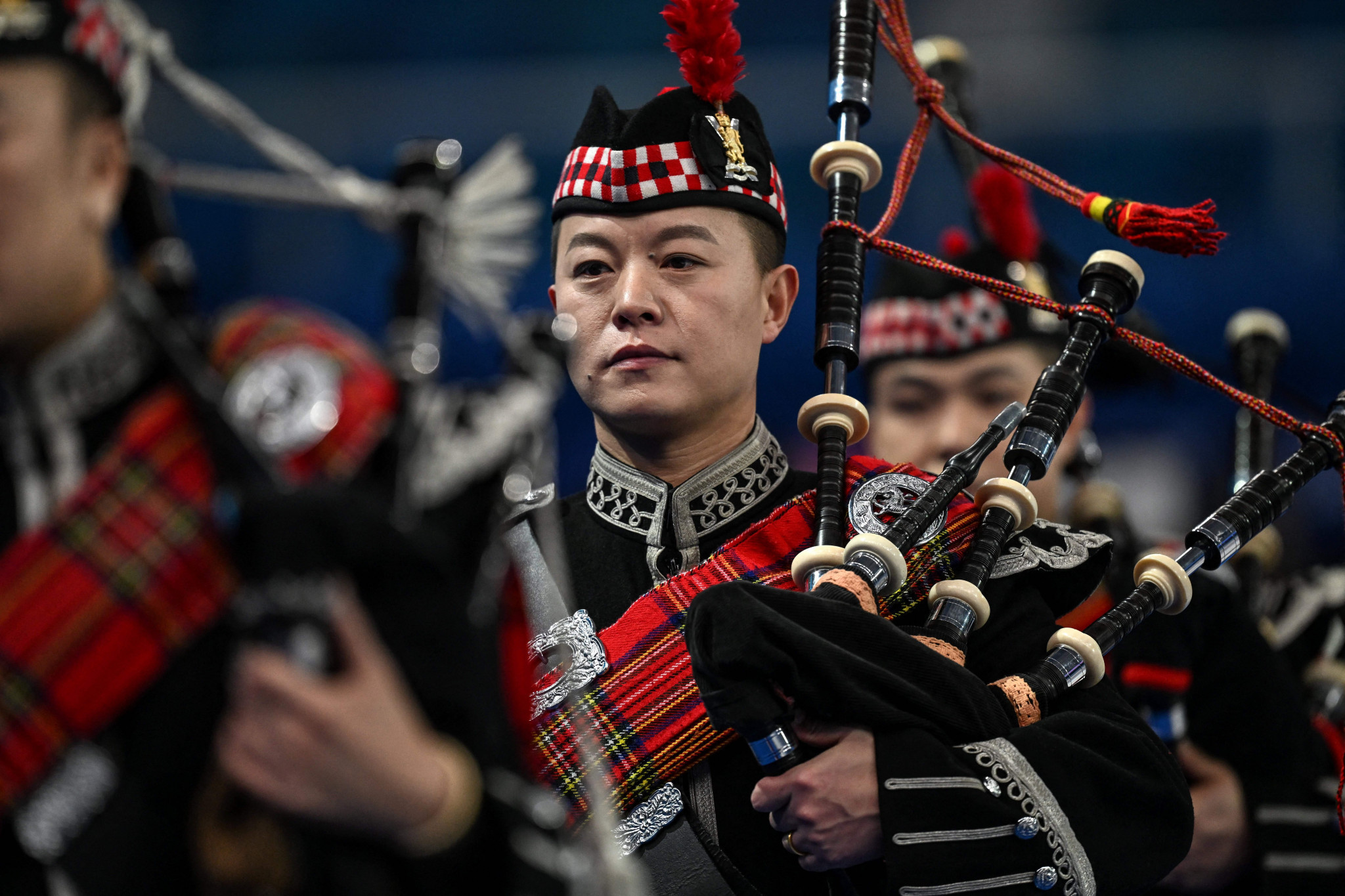 The Beijing Military Pipe Band before the 16th session of the wheelchair curling ©Getty Images