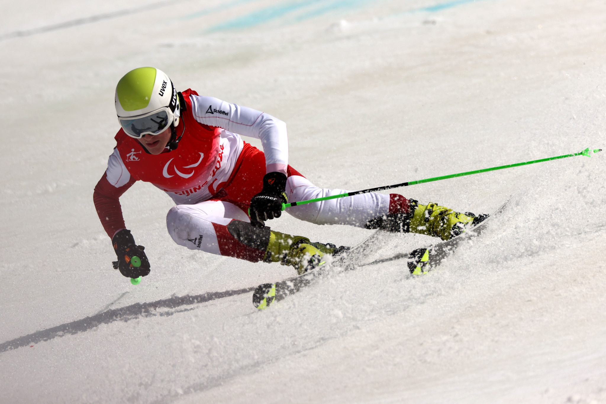 Austria's 16-year-old Johannes Aigner won his second gold of the Paralympics in the men's giant slalom vision impaired event ©Getty Images