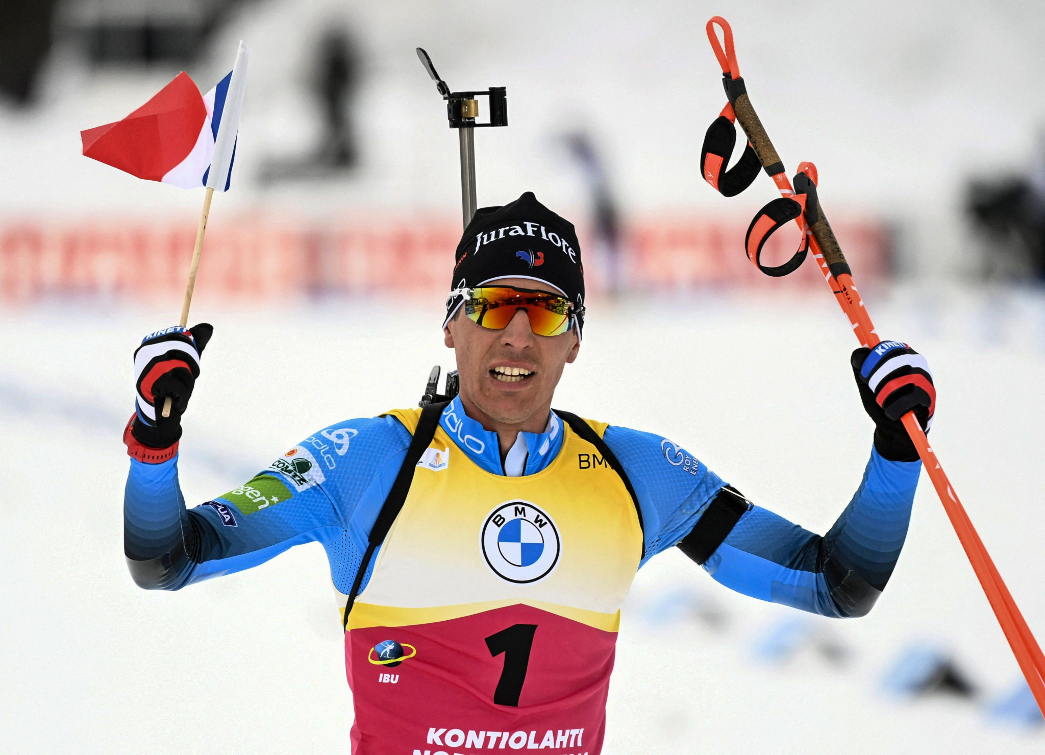 Quentin Fillon Maillet of France wins the men's sprint 10 kilometres competition in Otepää, Estonia ©Getty Images