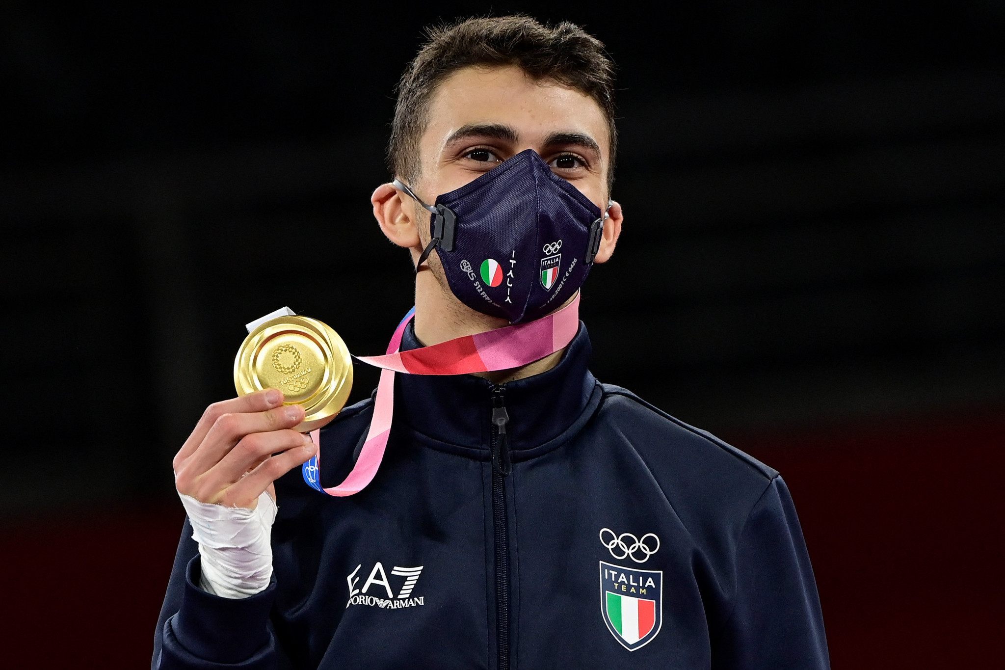FITA athlete Vito Dell'aquila won a taekwondo gold in the men's 58kg category at Tokyo 2020 ©Getty Images