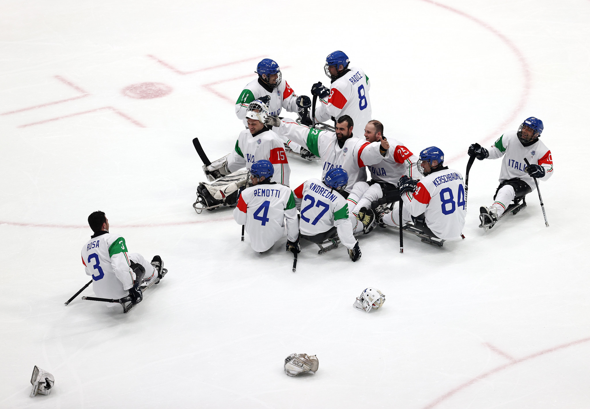 Italy celebrated finishing fifth in the Para ice hockey after a 4-3 victory against Czech Republic ©Getty Images