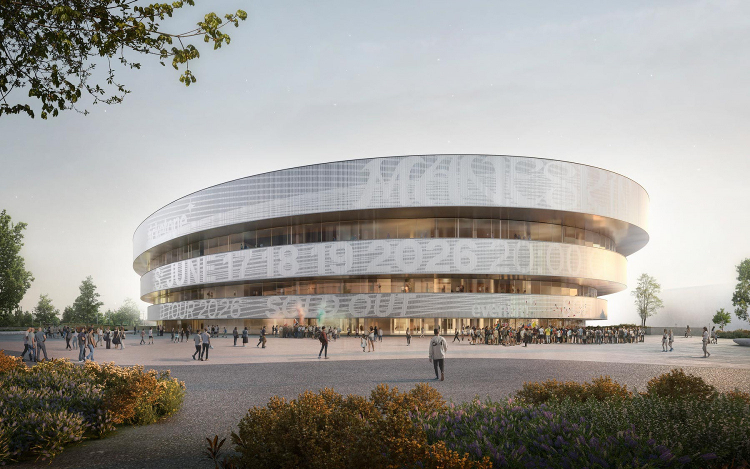 An artist's impression of the Arena Santa Giulia that will host ice hockey at the 2026 Winter Games as envisaged by British architect Sir David Chipperfield ©Onirism Studio
