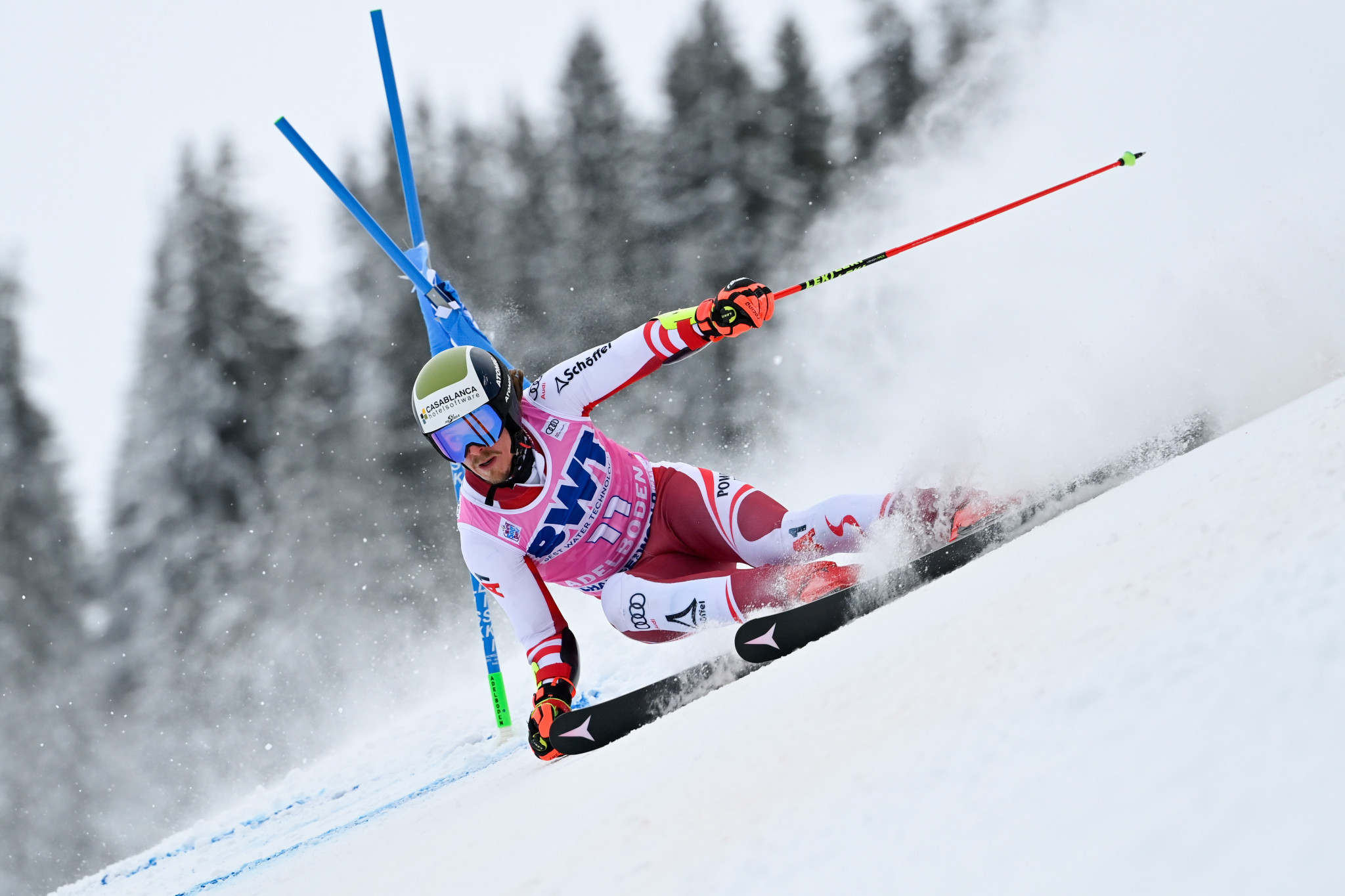 Manuel Feller is in second position in the giant slalom World Cup standings but trails Marco Odermatt by 261 points ©Getty Images
