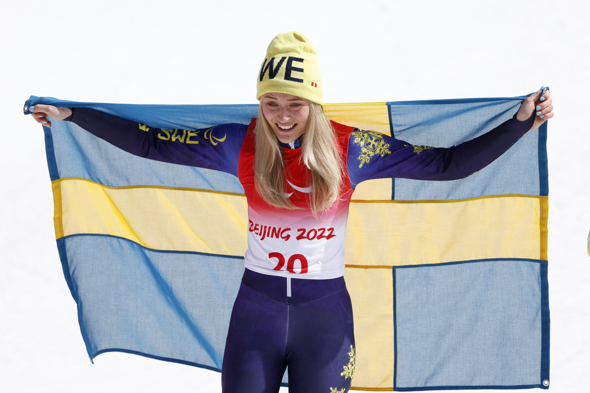 Sweden's Ebba Årsjö added to her super combined victory with gold in the women's slalom standing at the Beijing 2022 Winter Paralympics ©Getty Images 