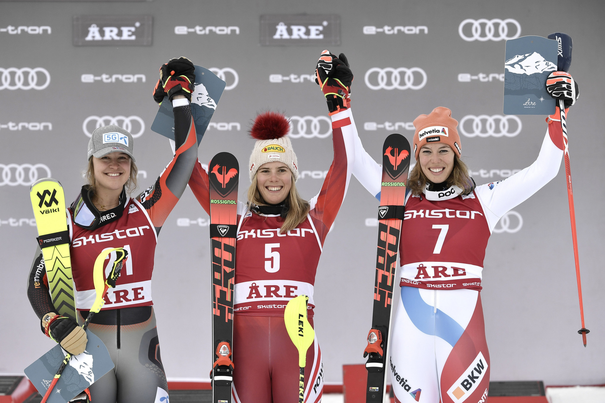 This was the first FIS Alpine Ski World Cup race since January 2016 where the podium did not feature the United States' Mikaela Shiffrin or Slovakia's Petra Vlhová ©Getty Images