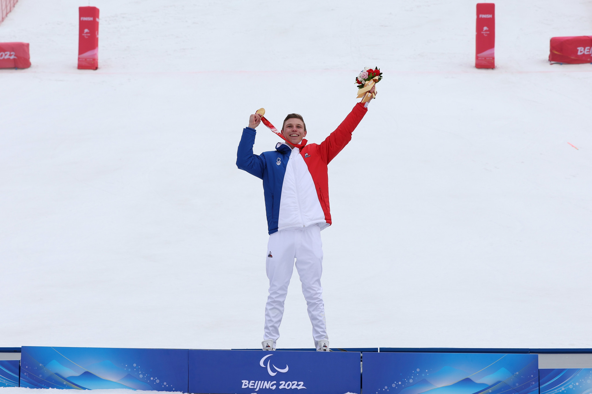 France's Arthur Bauchet won three golds and a bronze at Beijing 2022 after topping the Alpine skiing men's slalom standing event ©Getty Images