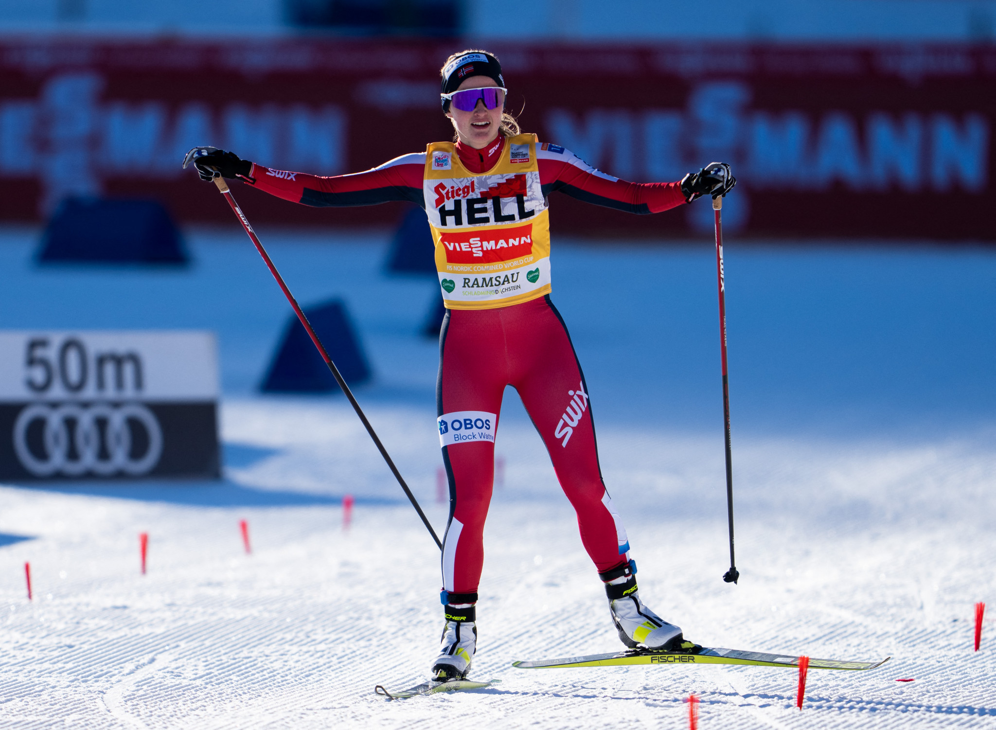World champion Gyda Westvold Hansen has spoken of her disappointment at women's Nordic combined's omission from the Milan Cortina 2026 programme ©Getty Images