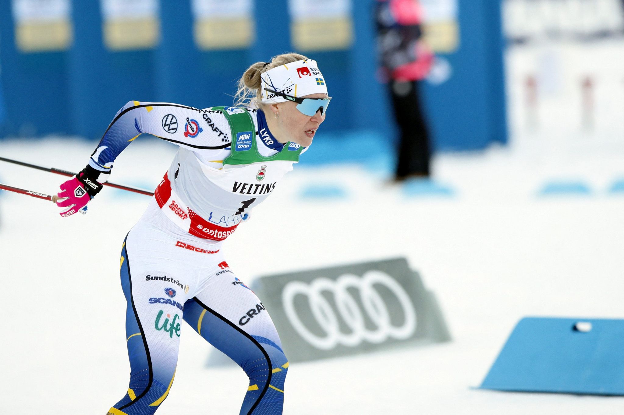 Jonna Sundling won the mixed relay gold with Calle Halfvarsson today in Falun ©Getty Images