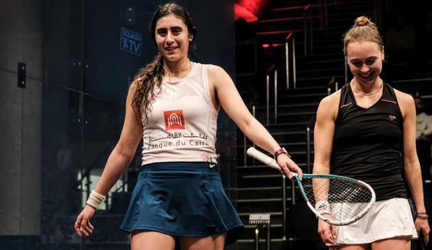 Egypt's defending champion Nour El Sherbini battled to victory in her second round match at the CIB Black Ball Squash Open in Cairo ©PSA